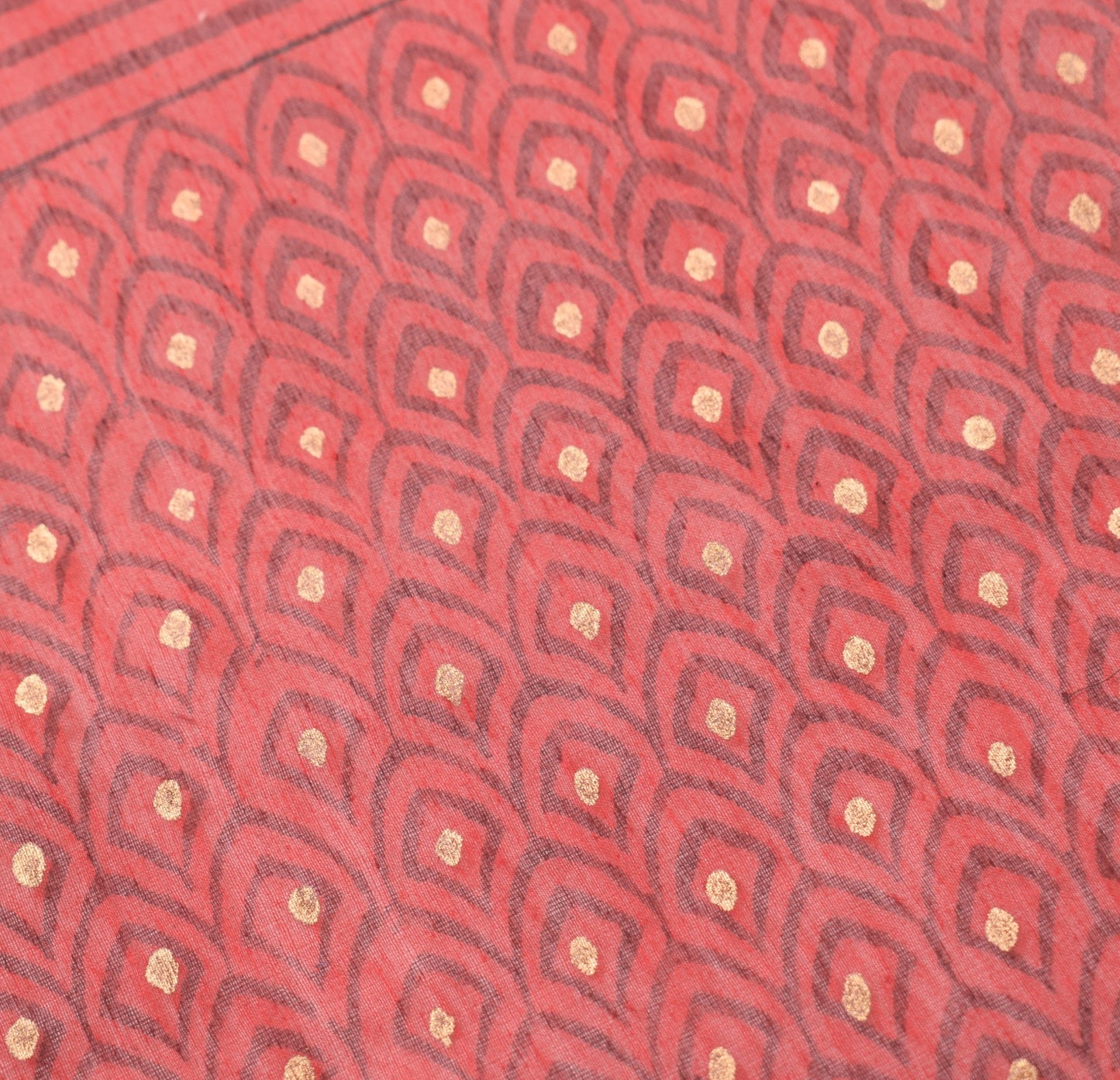 Sushila Vintage Stripes Red Dupatta Pure Cotton Silk Hand Block Print Long Stole