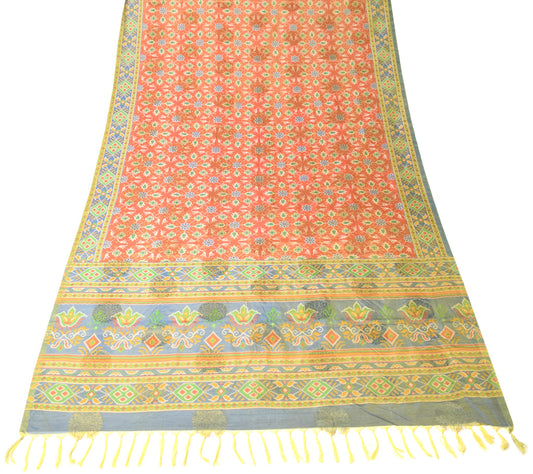 Sushila Vintage Orange Dupatta Pure Silk Patola Print & Woven Classy Long Stole