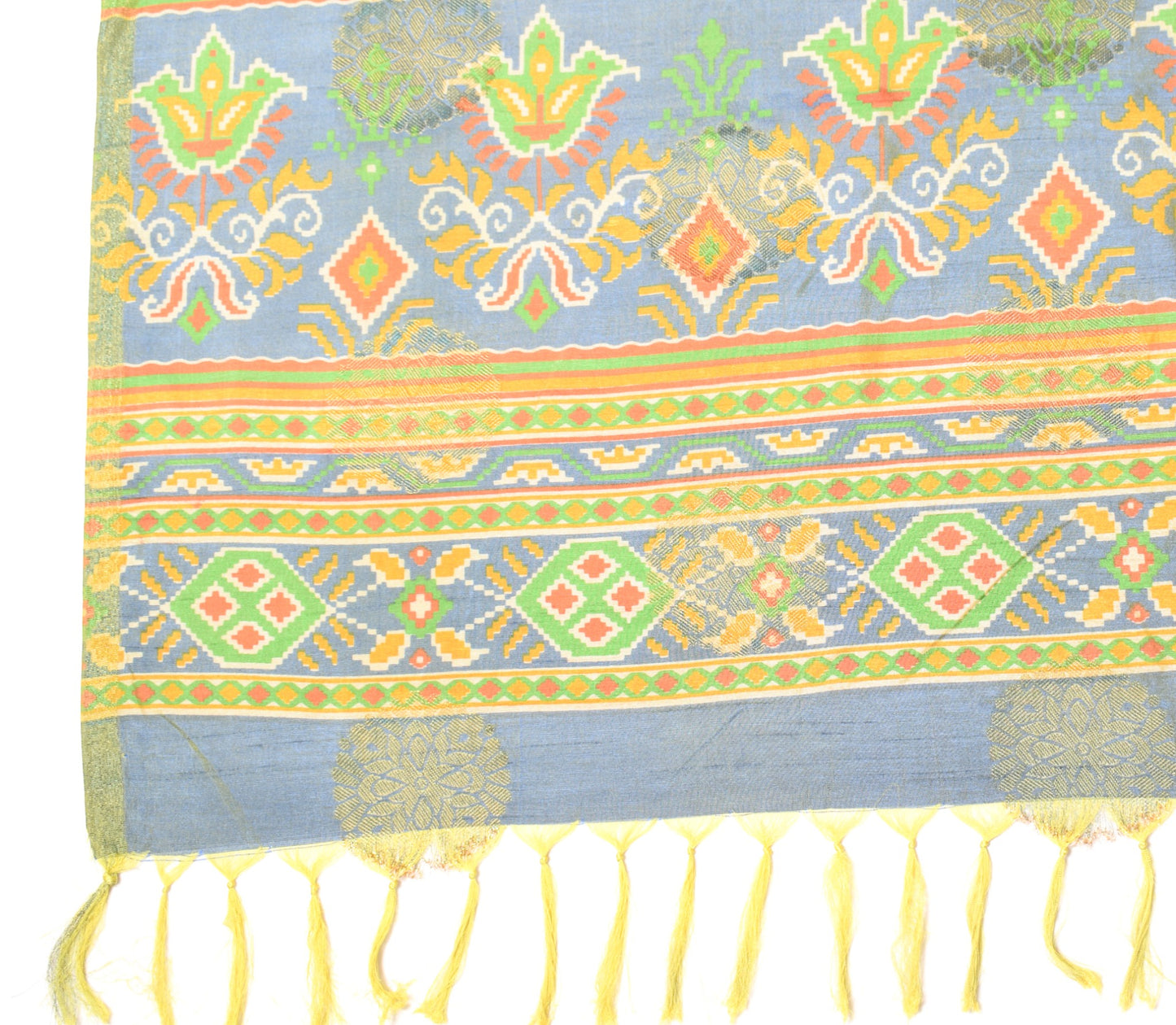 Sushila Vintage Orange Dupatta Pure Silk Patola Print & Woven Classy Long Stole