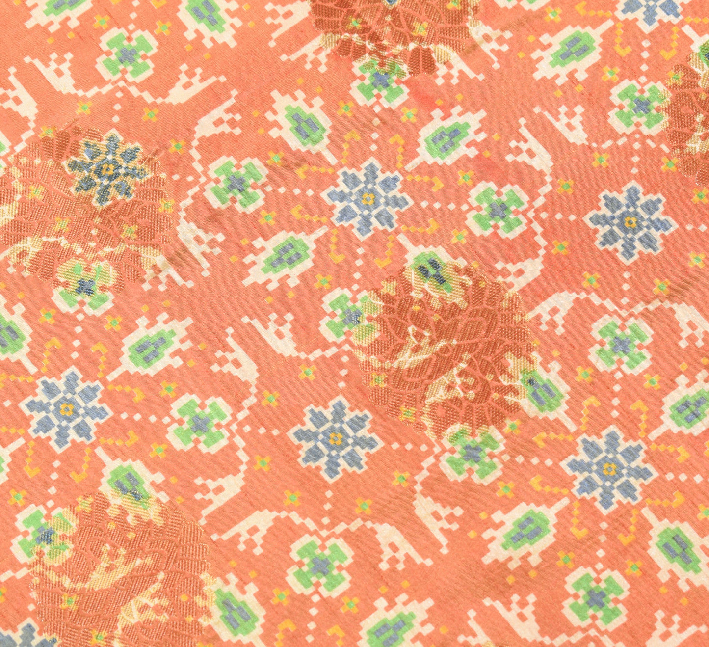 Sushila Vintage Orange Dupatta Pure Silk Patola Print & Woven Classy Long Stole