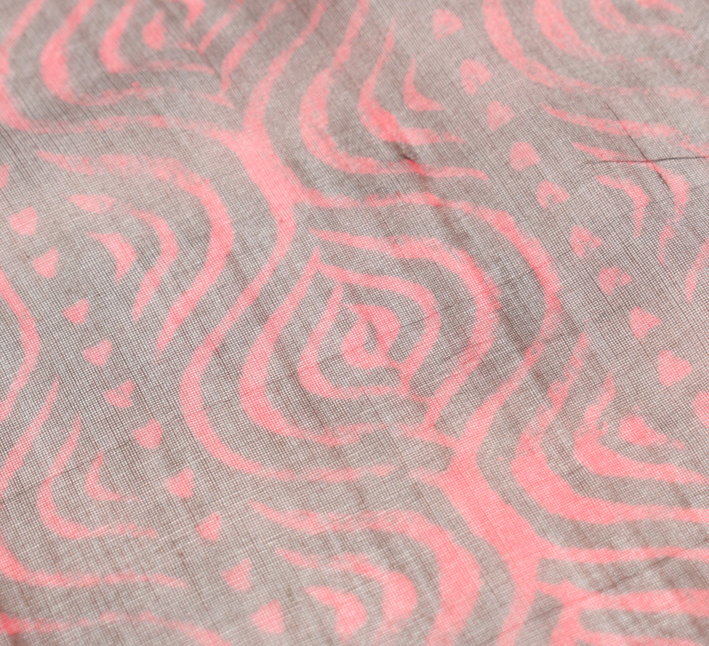 Sushila Vintage Pink & Brown Dupatta Pure Cotton Silk Handmade Print Long Stole