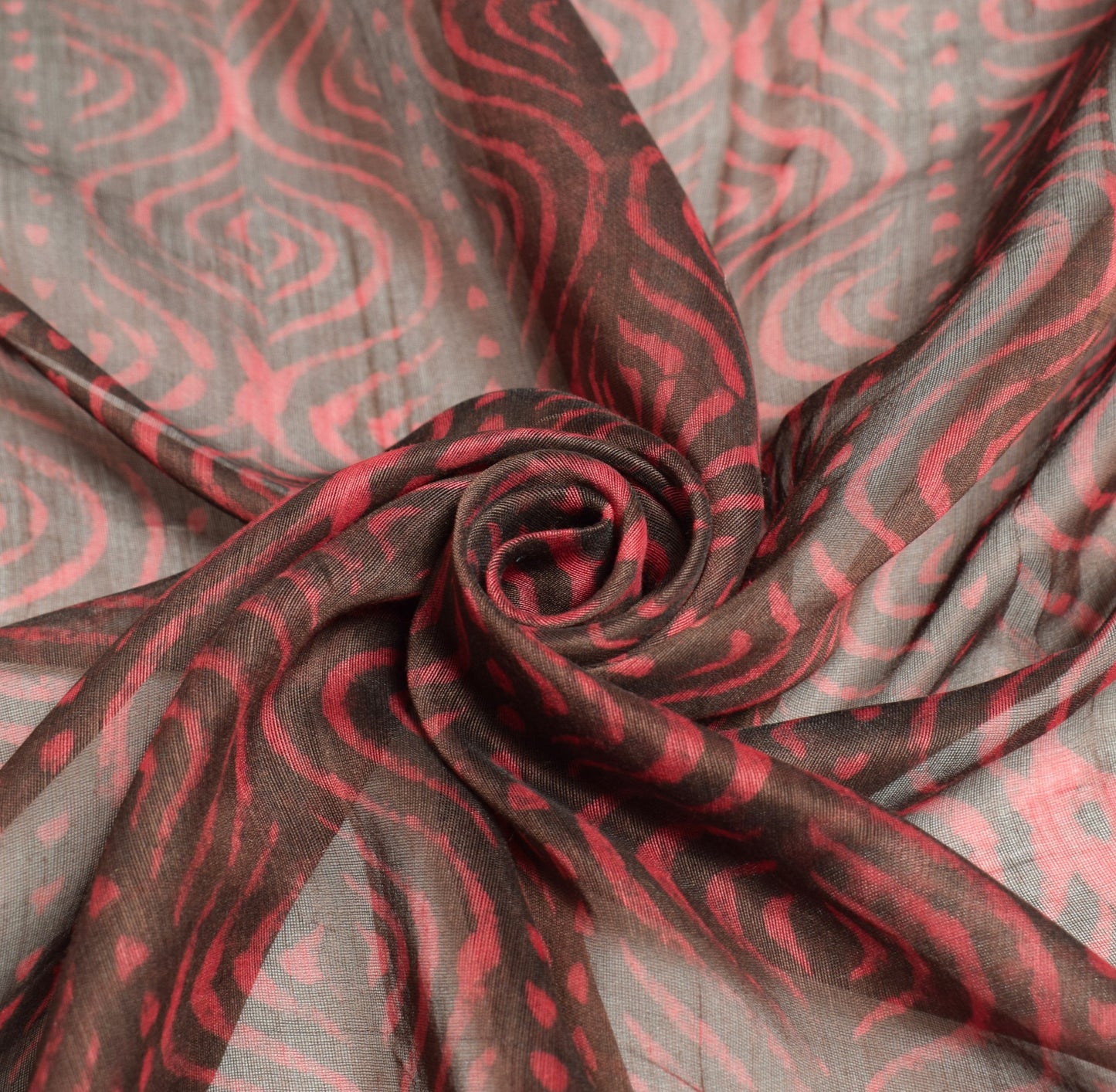 Sushila Vintage Pink & Brown Dupatta Pure Cotton Silk Handmade Print Long Stole