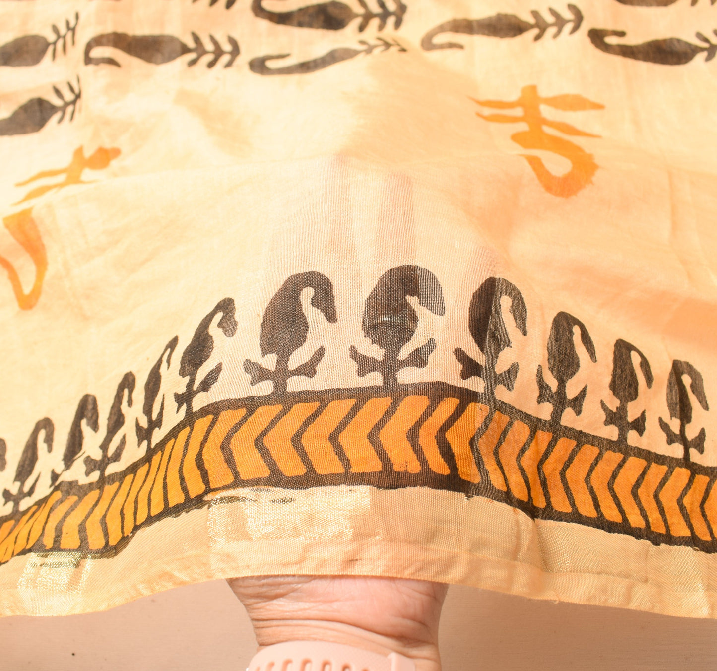 Sushila Vintage Hand Block Dupatta Pure Cotton Silk Hand Block Print Long Stole