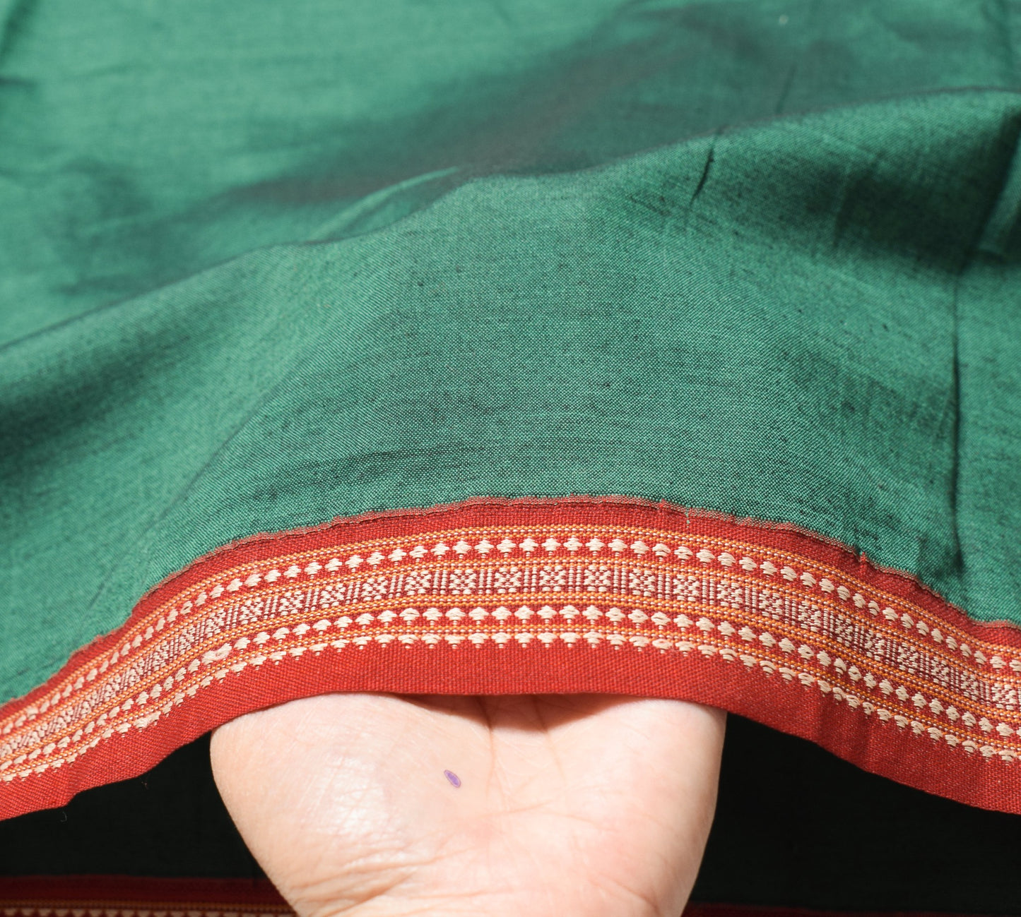 Sushila Vintage Green Handloom Dupatta Pure Cotton Silk Narayanpet Long Stole