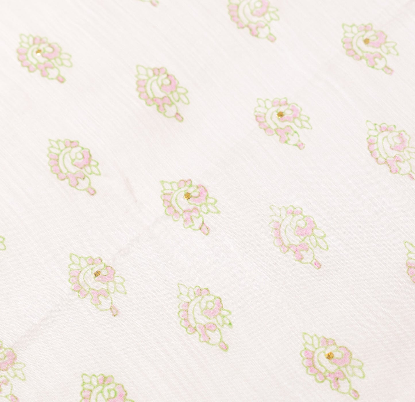 Sushila Vintage Floral Hand Block Dupatta Pure Cotton Silk White Soft Long Stole