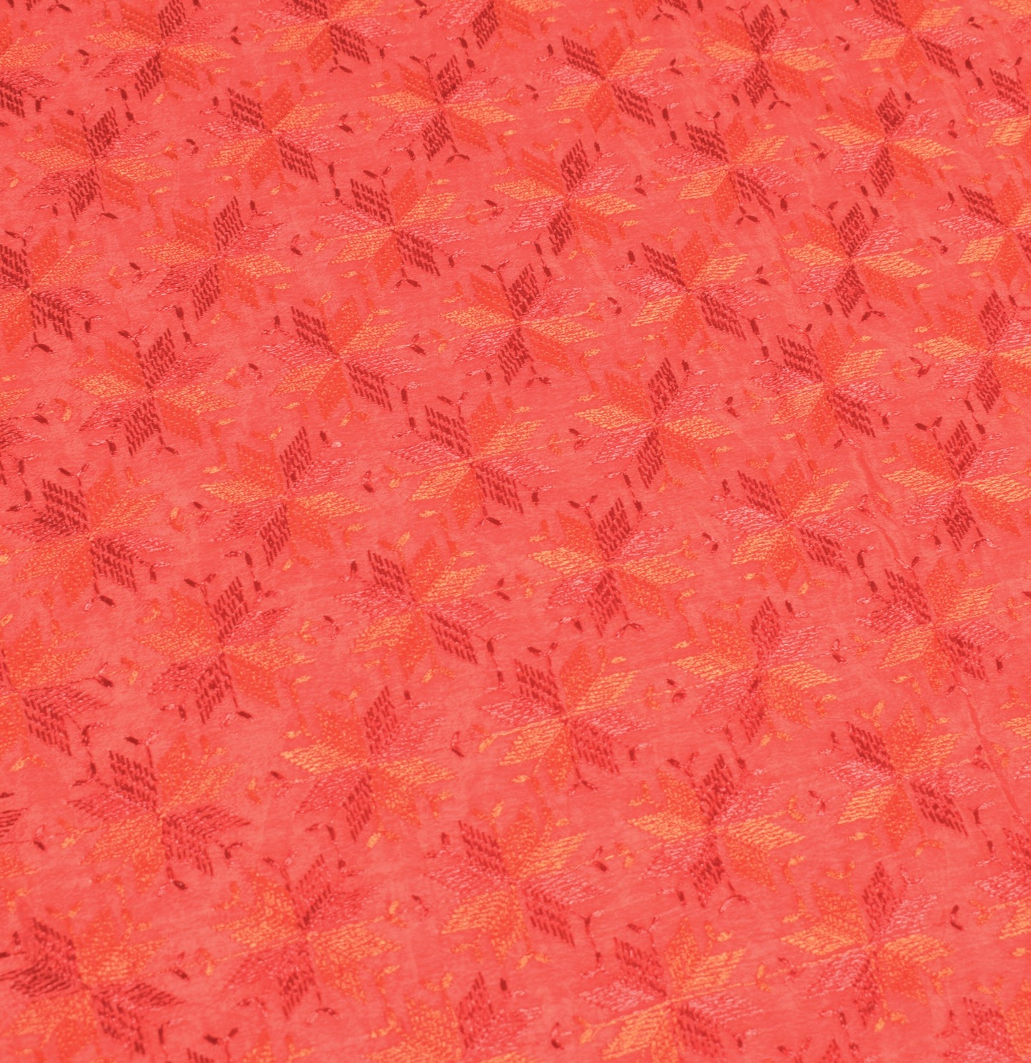 Sushila Vintage Bagh Phulkari Dupatta Art Silk Embroidered Red Ethnic Long Stole