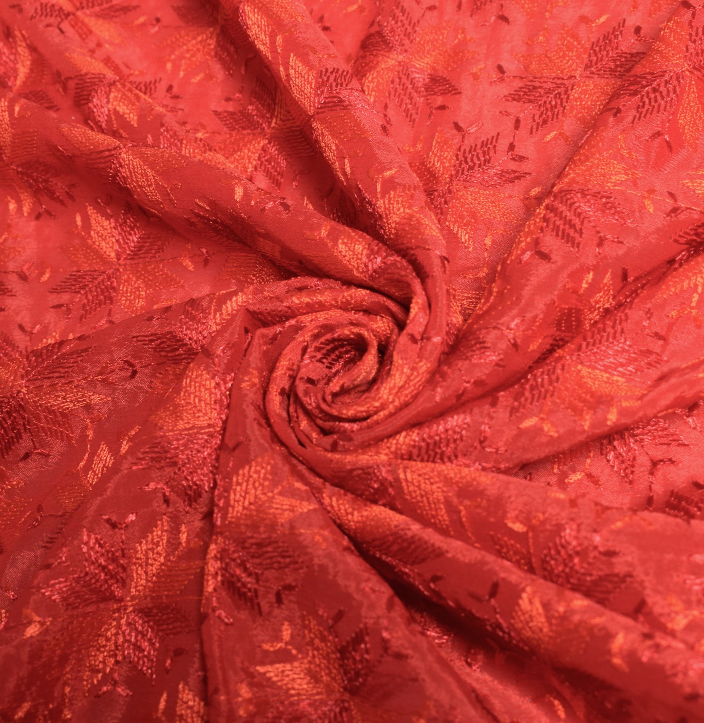 Sushila Vintage Bagh Phulkari Dupatta Art Silk Embroidered Red Ethnic Long Stole