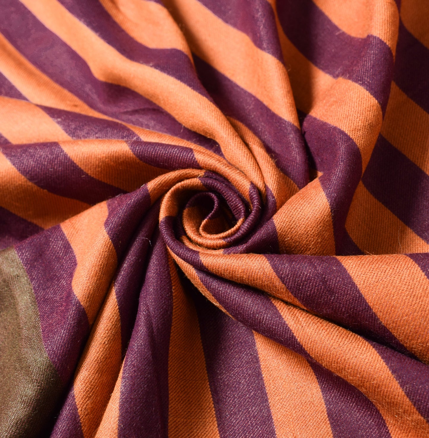 Sushila Vintage Pure Woolen Dupatta Stripes Purple Orange Print Soft Long Stole
