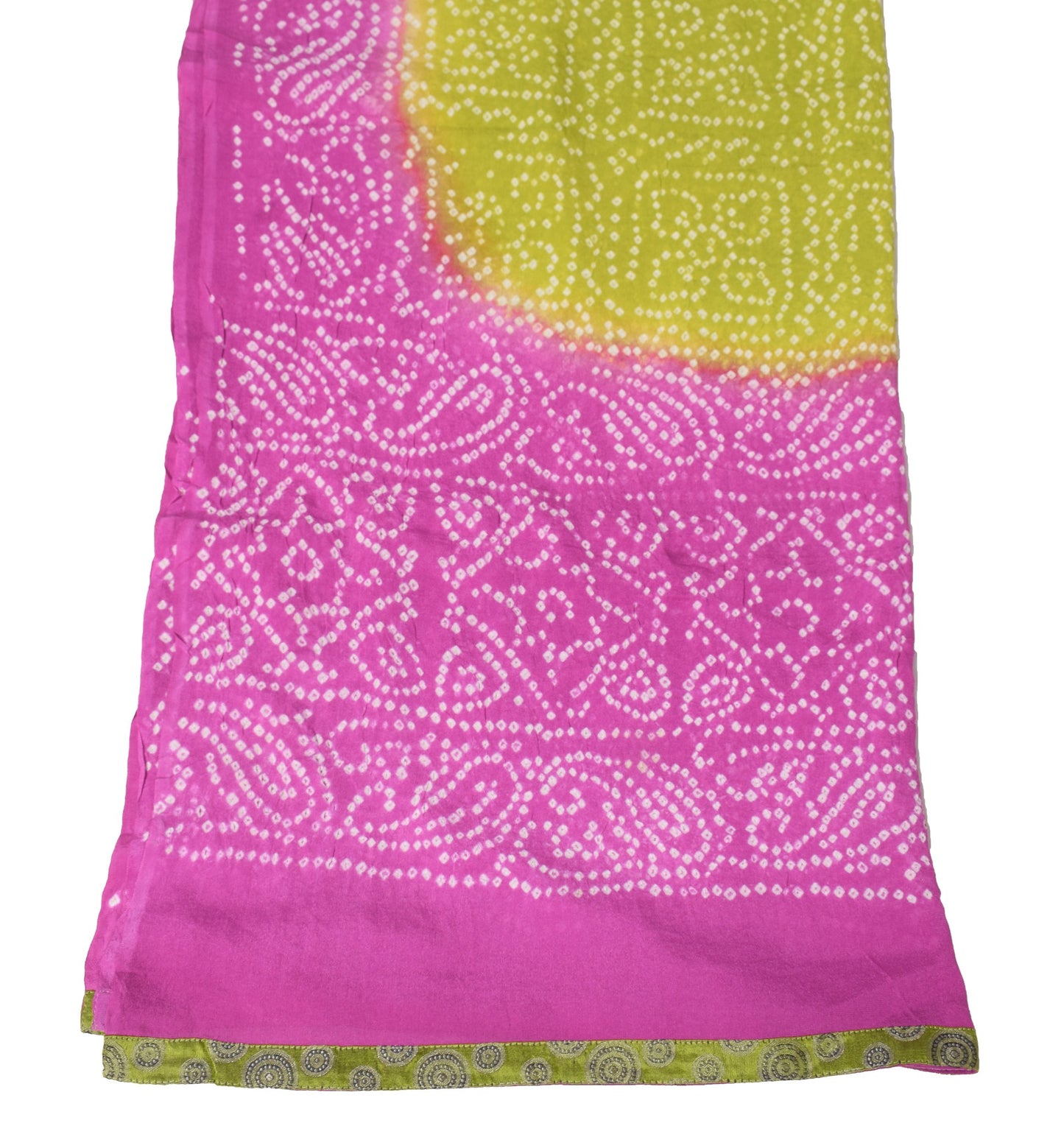 Sushila Vintage Green & Purple Dupatta Pure Georgette Bandhani Print Long Stole