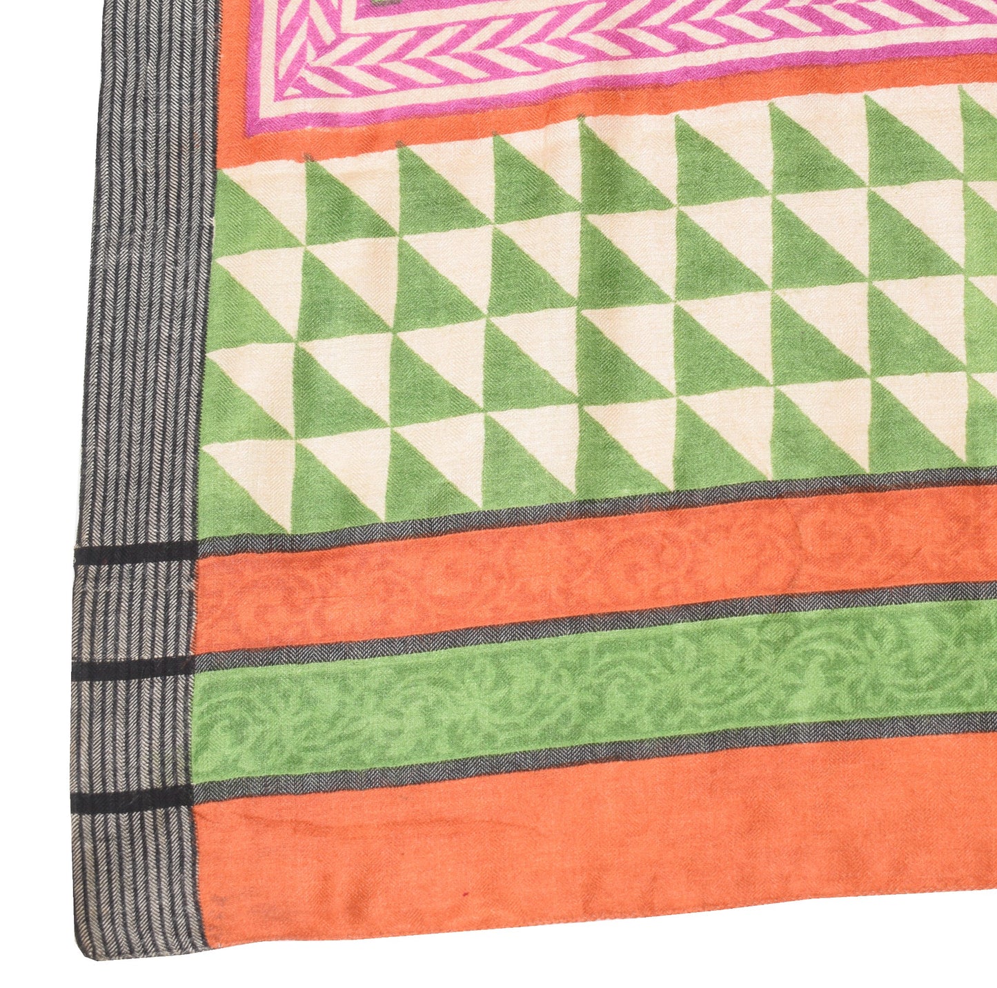 Sushila Vintage Rust Dupatta Pure Woolen Geomatical Hand Block Soft Long Stole