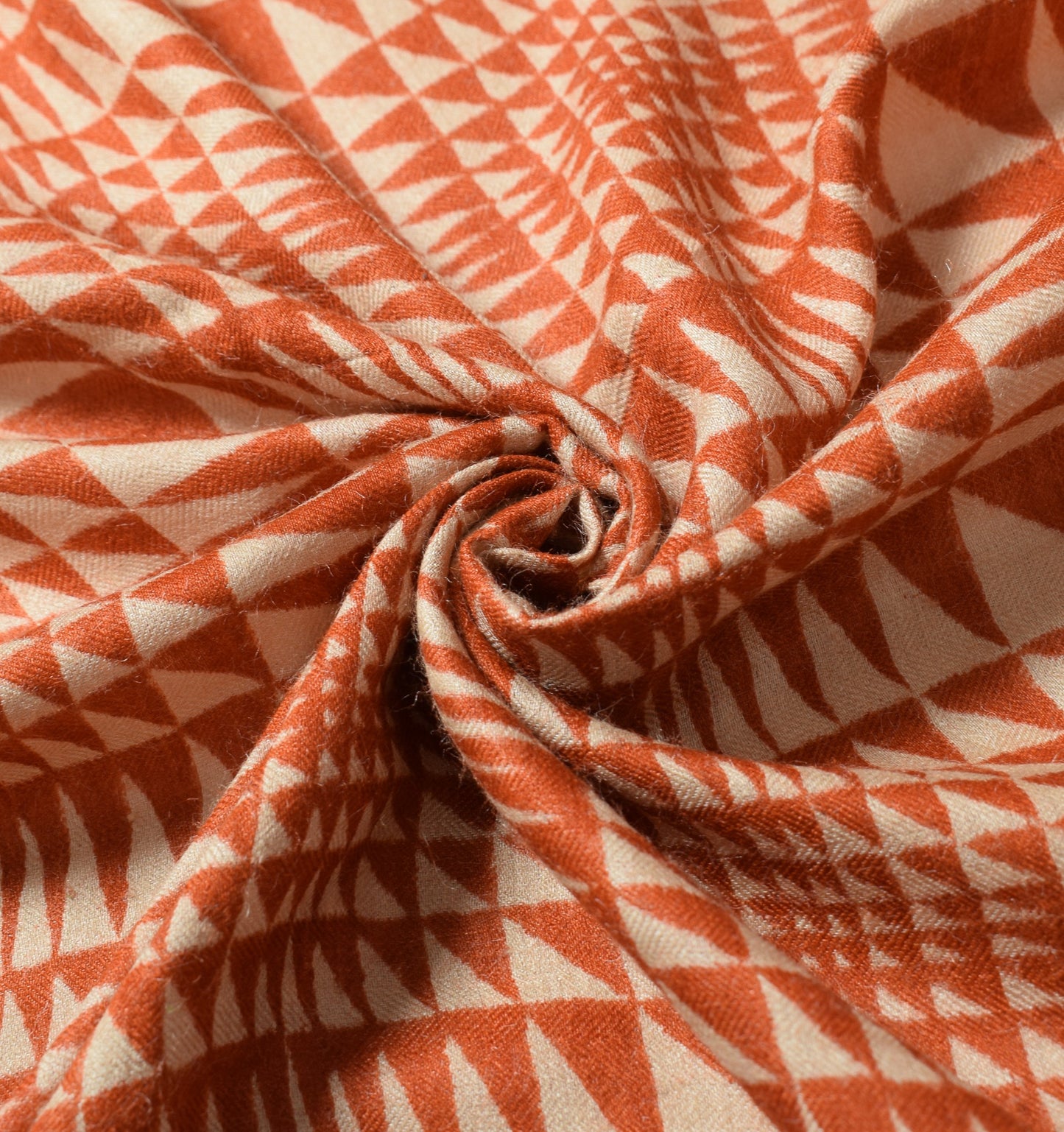 Sushila Vintage Rust Dupatta Pure Woolen Geomatical Hand Block Soft Long Stole