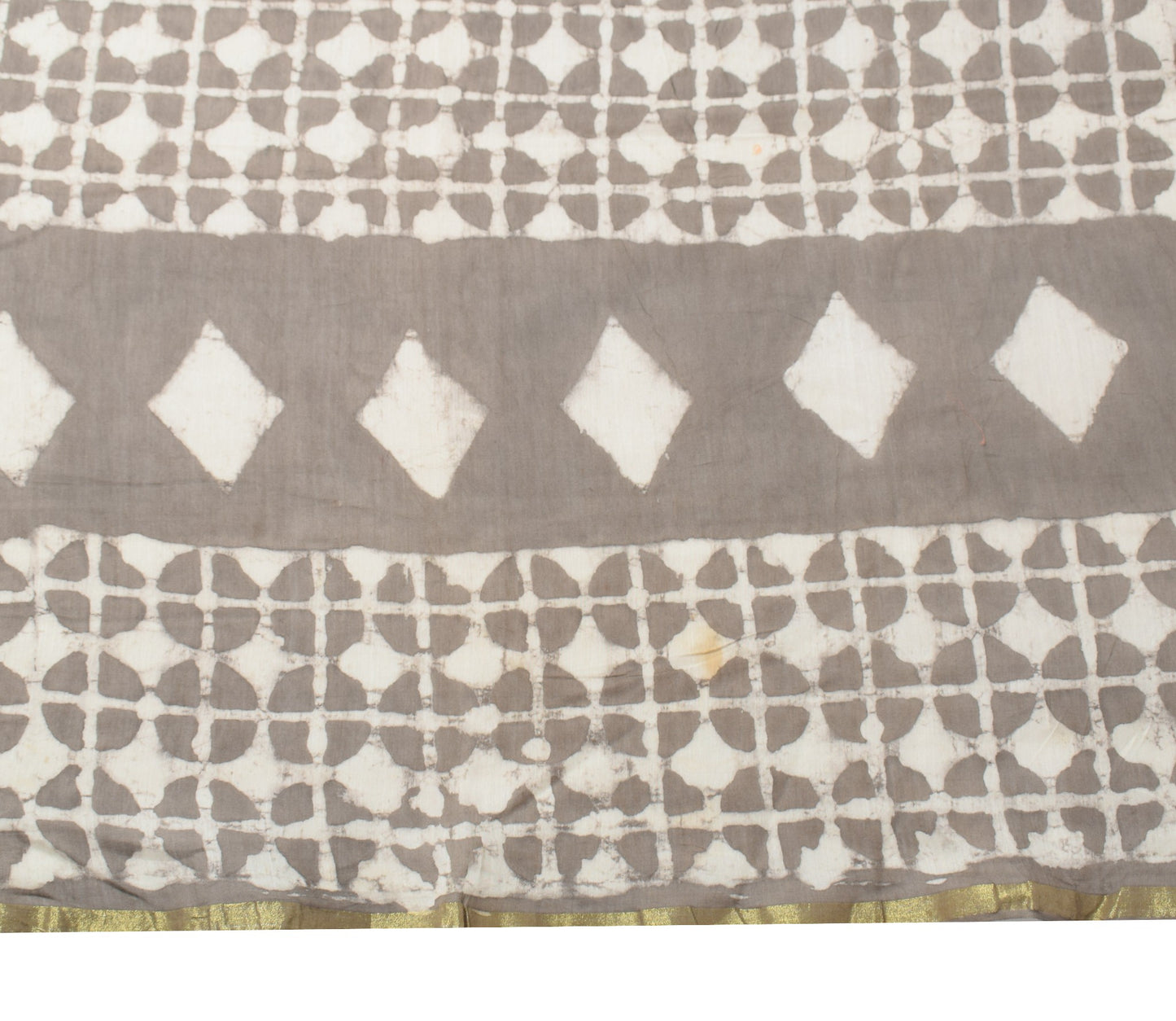 Sushila Vintage Batik Printed Dupatta Pure Cotton Silk Brown Woven Long Stole