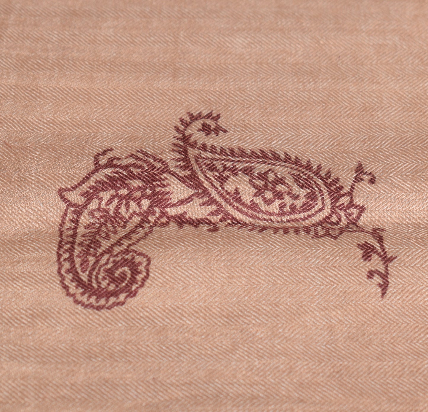 Sushila Vintage Hand Block Print Dupatta Paisley Brown Pure Woolen Long Stole