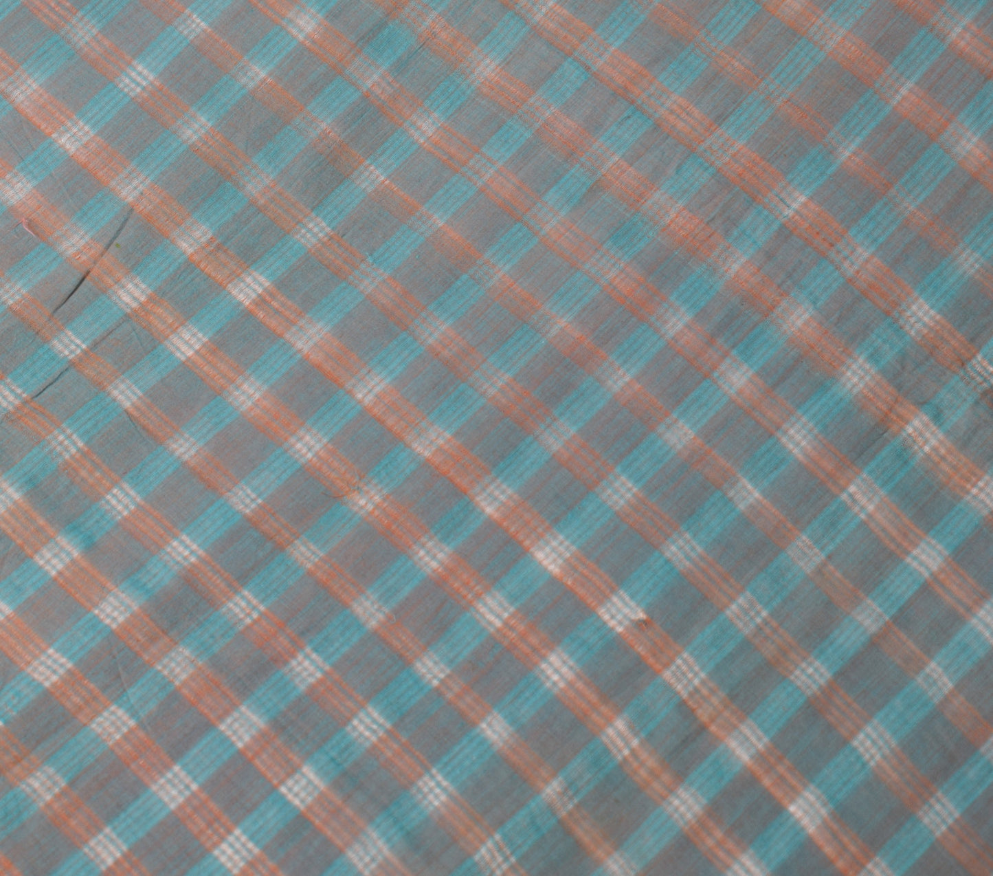 Sushila Vintage Teal Green Dupatta Pure Cotton Checks Woven Soft Long Stole Wrap