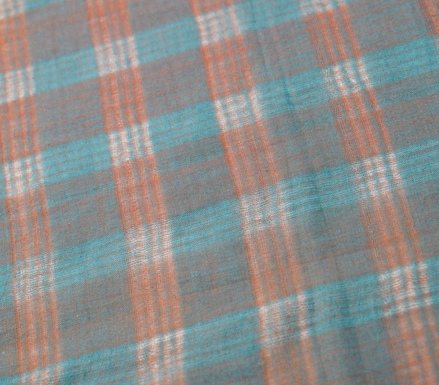 Sushila Vintage Teal Green Dupatta Pure Cotton Checks Woven Soft Long Stole Wrap