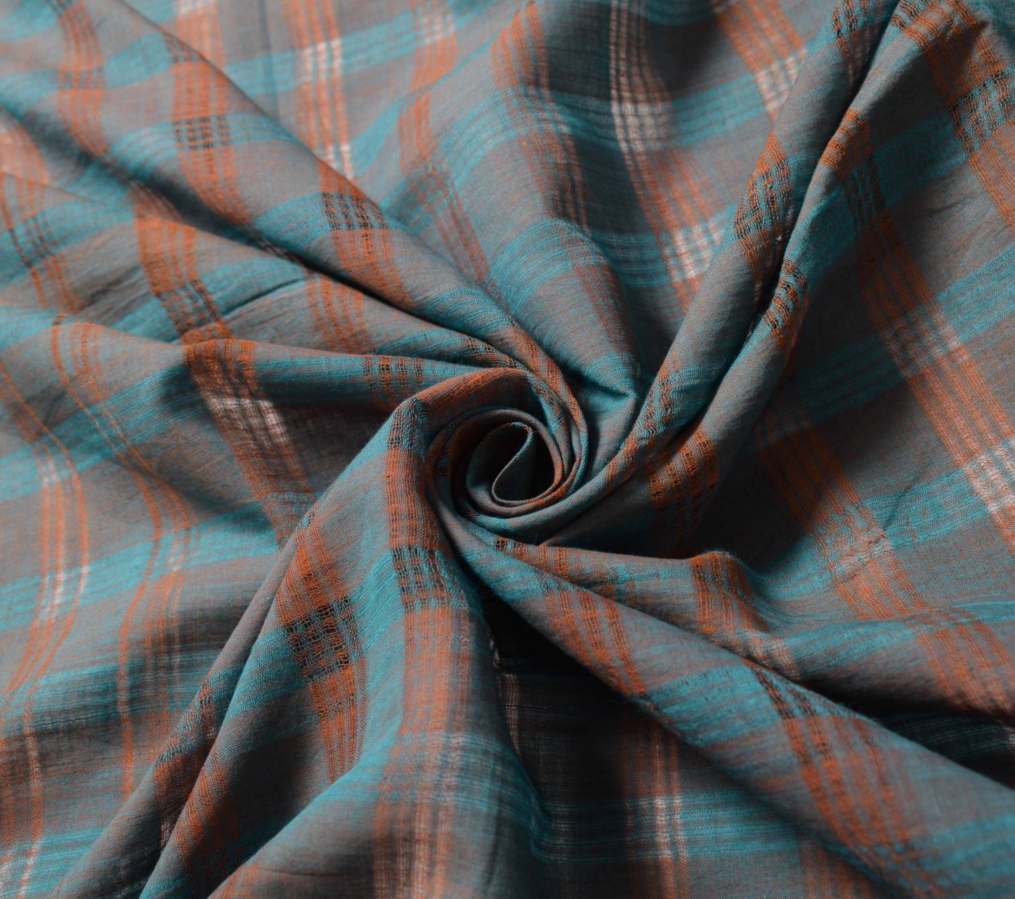 Sushila Vintage Teal Green Dupatta Pure Cotton Checks Woven Soft Long Stole Wrap