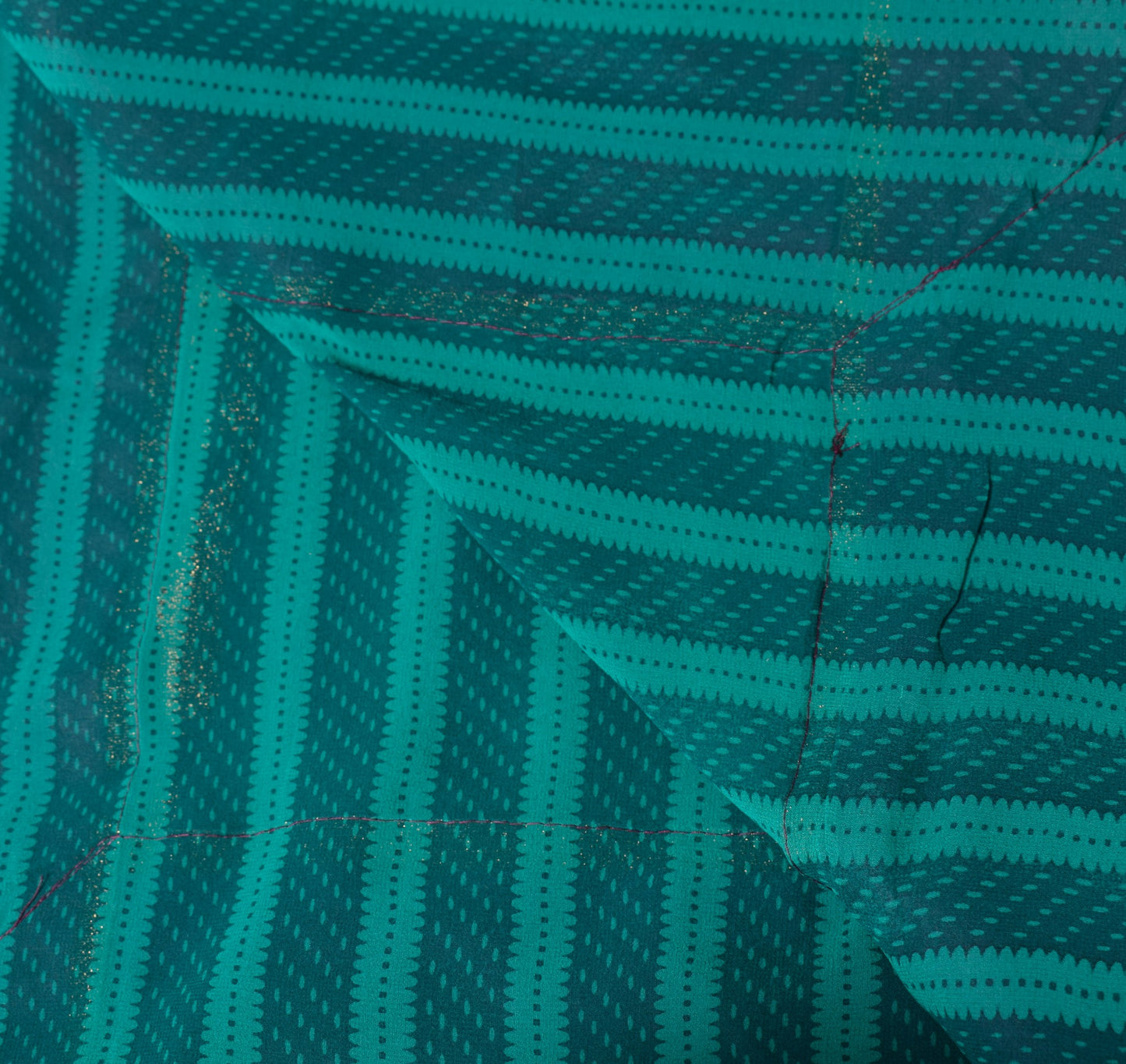 Sushila Vintage Teal Green Dupatta with Purple Border Pure Georgette Long Stole