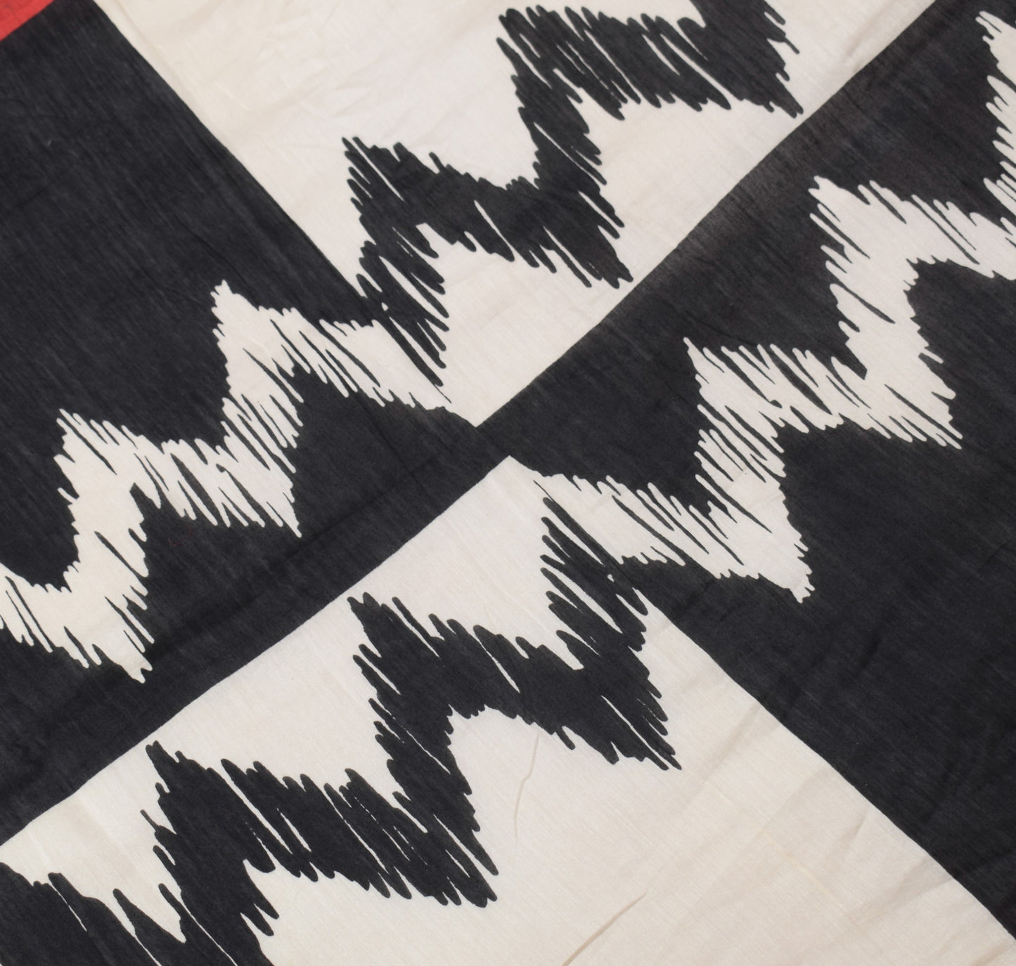 Sushila Vintage White & Black Dupatta Pure Cotton Silk Woven Printed Long Stole