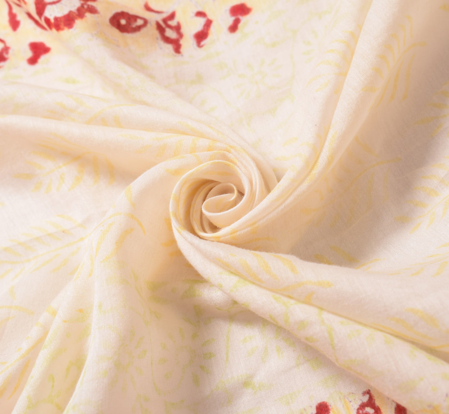 Sushila Vintage Off White Dupatta Hand Block Pure Cotton Silk Floral Long Stole