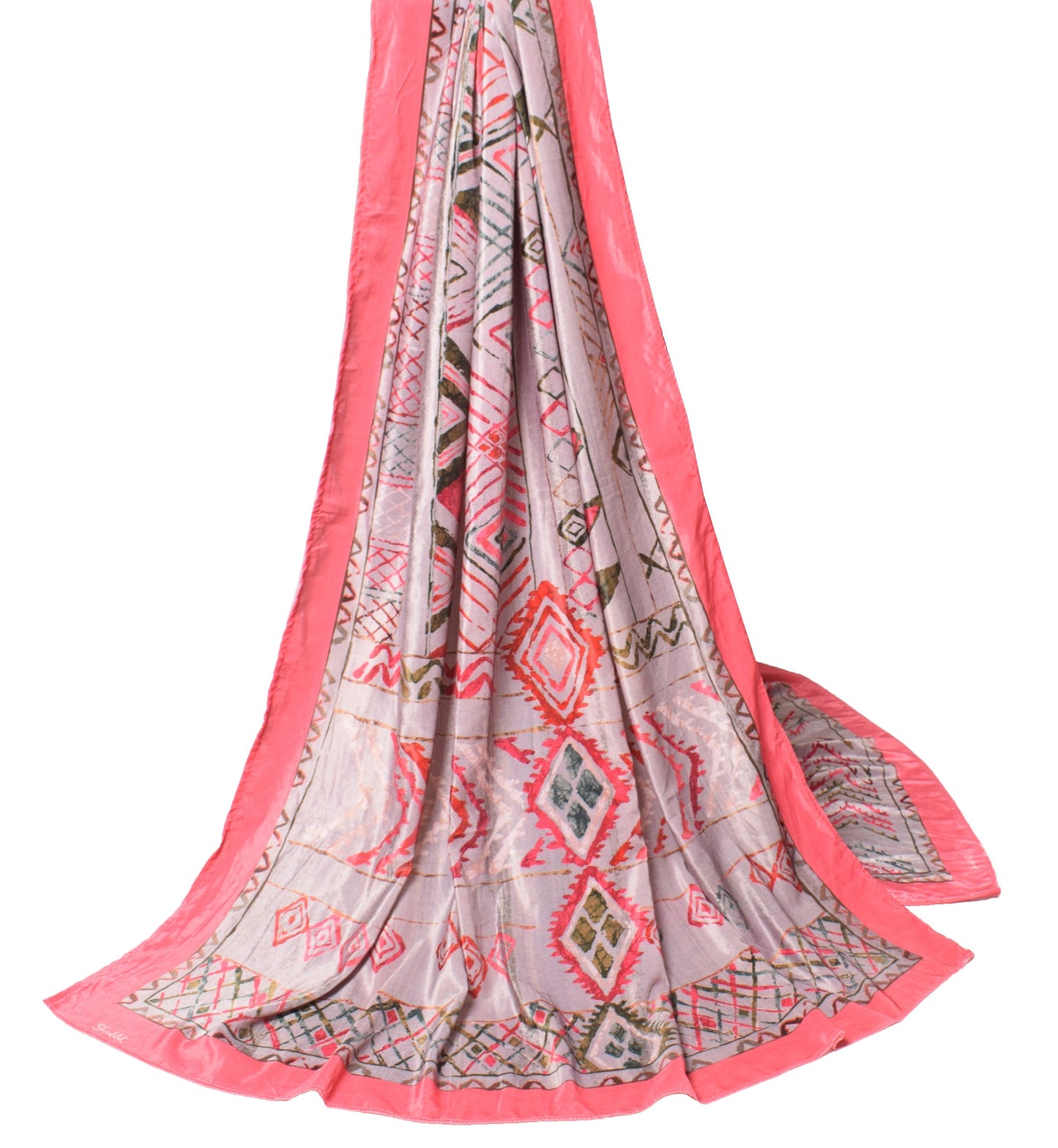 Sushila Vintage Gray Velvet Dupatta Digital Printed Geometrical Long Stole Wrap