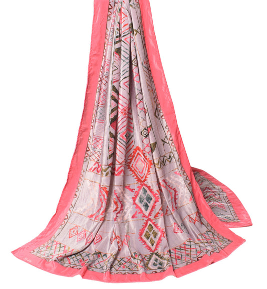 Sushila Vintage Gray Velvet Dupatta Digital Printed Geometrical Long Stole Wrap