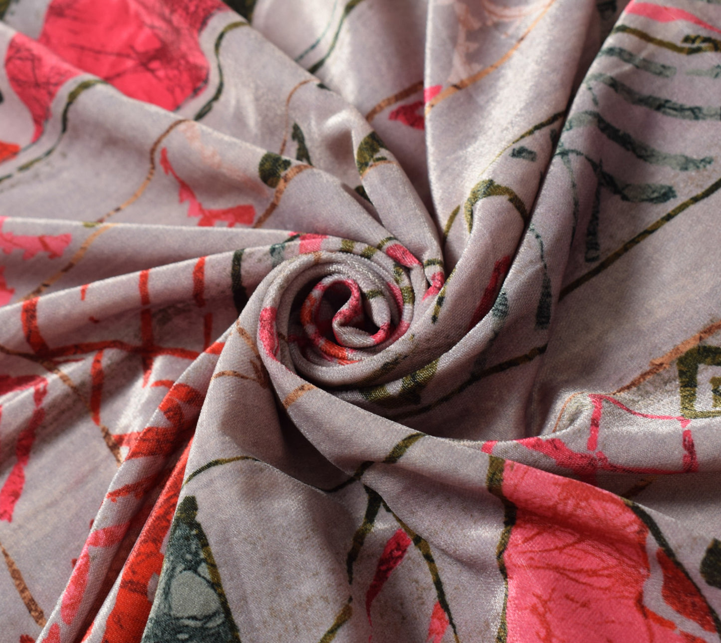 Sushila Vintage Gray Velvet Dupatta Digital Printed Geometrical Long Stole Wrap