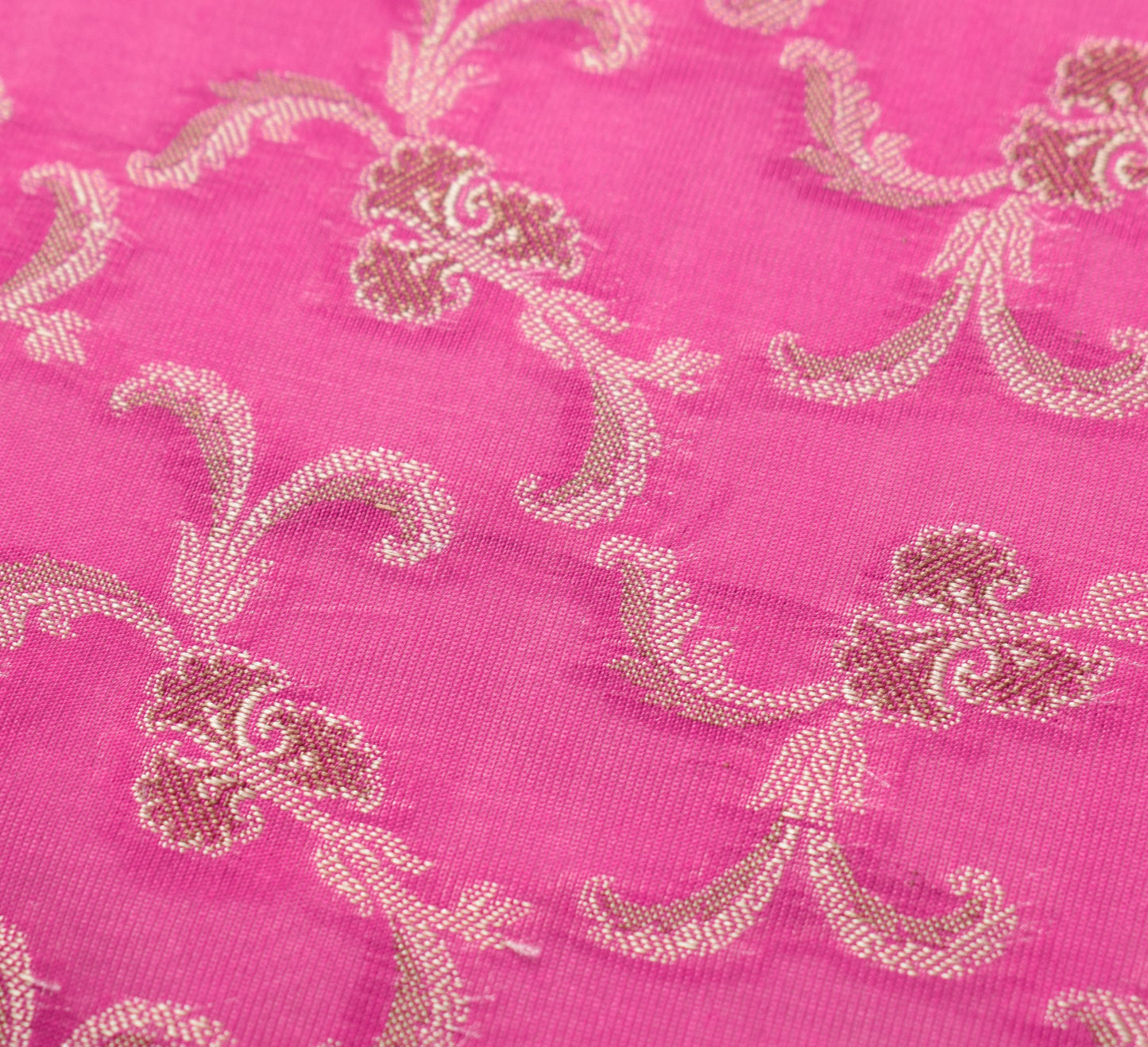 Sushila Vintage Magenta Dupatta Art Cotton Silk Floral Banarasi Woven Long Stole