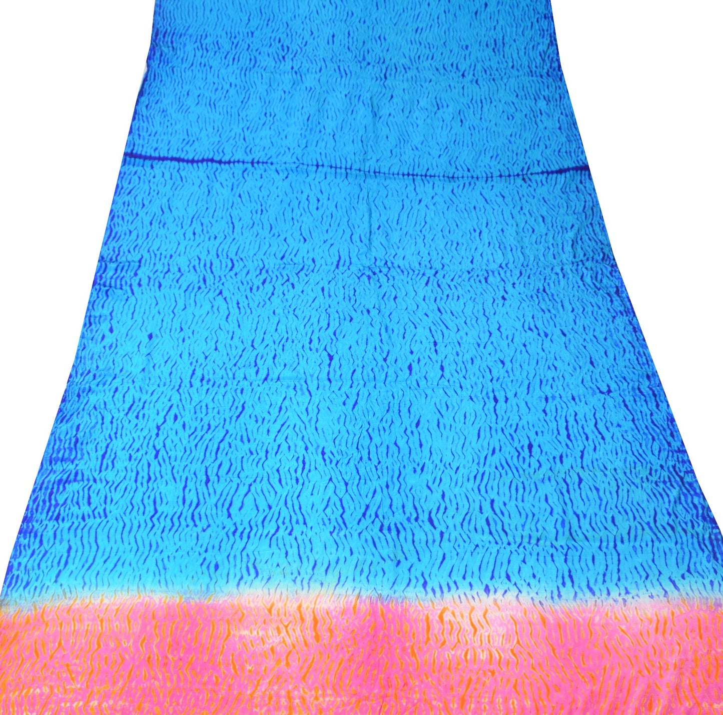 Sushila Vintage Shibori Tie-Dye Dupatta Pure Crepe Handloom Blue Long Stole Veil