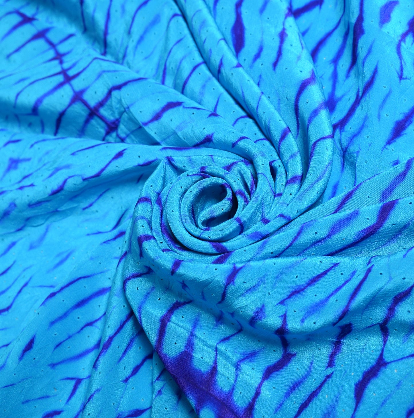 Sushila Vintage Shibori Tie-Dye Dupatta Pure Crepe Handloom Blue Long Stole Veil