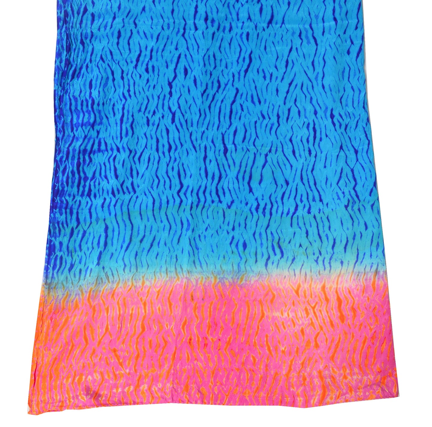 Sushila Vintage Shibori Tie-Dye Dupatta Pure Crepe Handloom Blue Long Stole Veil
