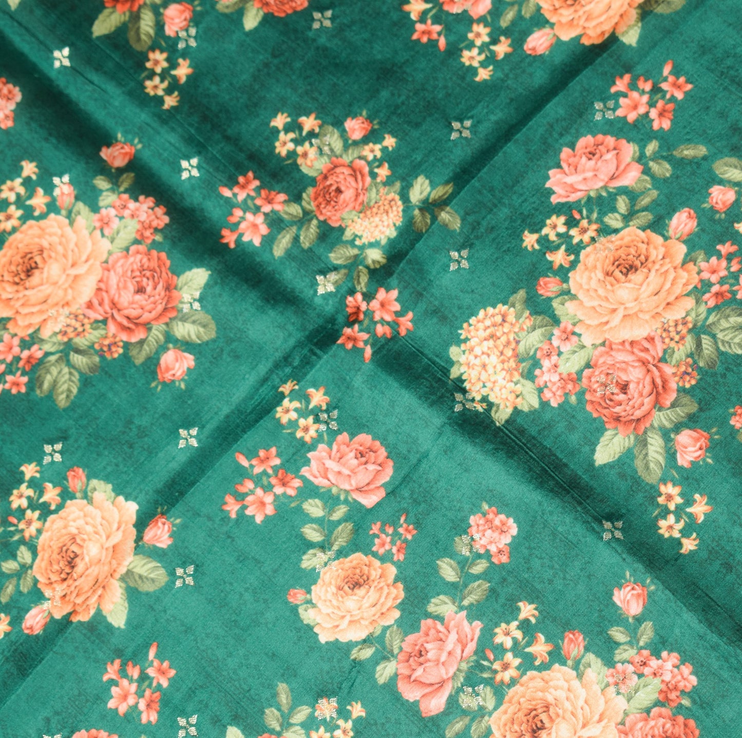 Sushila Vintage Dark Green Dupatta Digital Printed & Woven Pure Silk Long Stole