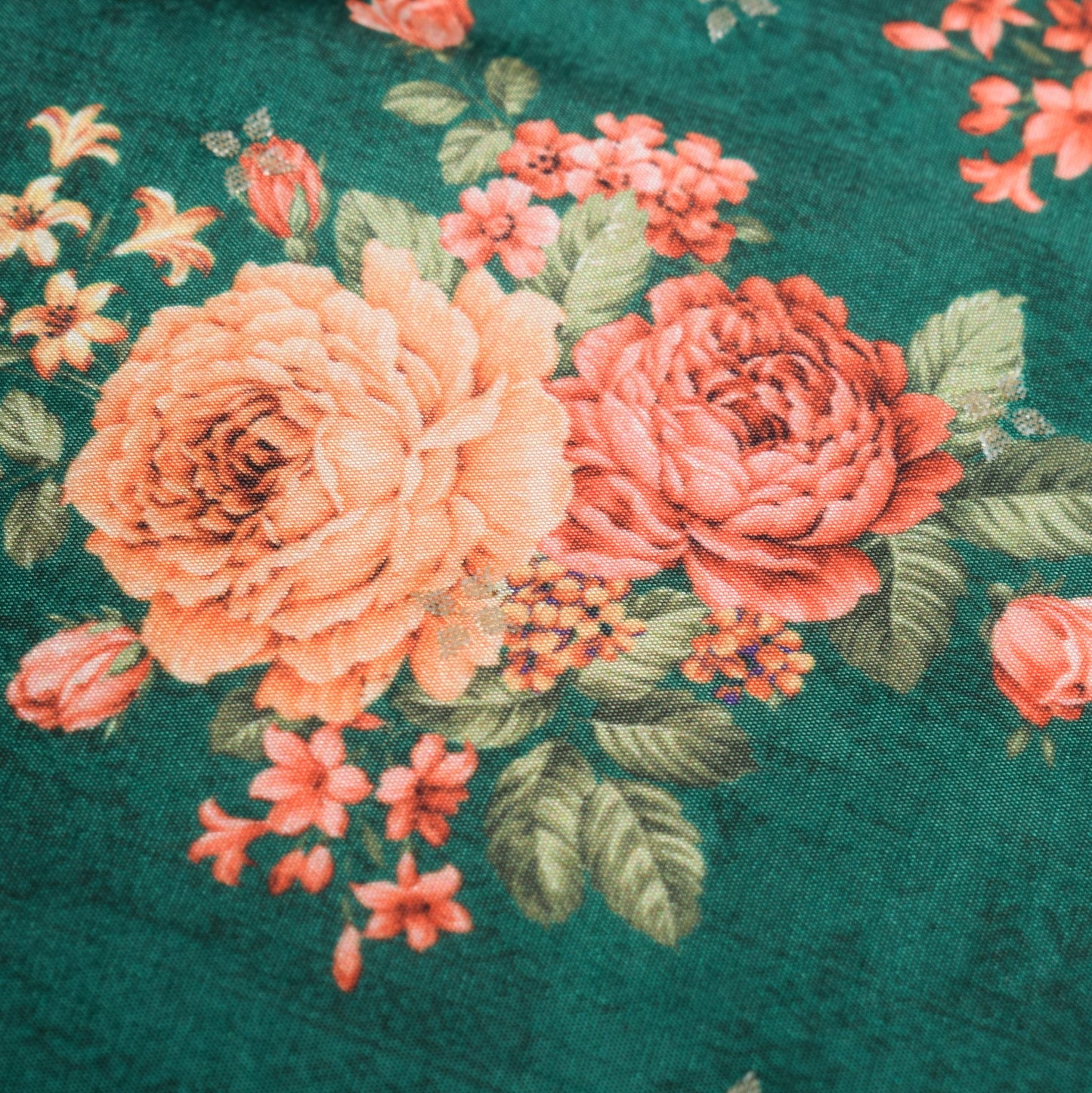 Sushila Vintage Dark Green Dupatta Digital Printed & Woven Pure Silk Long Stole