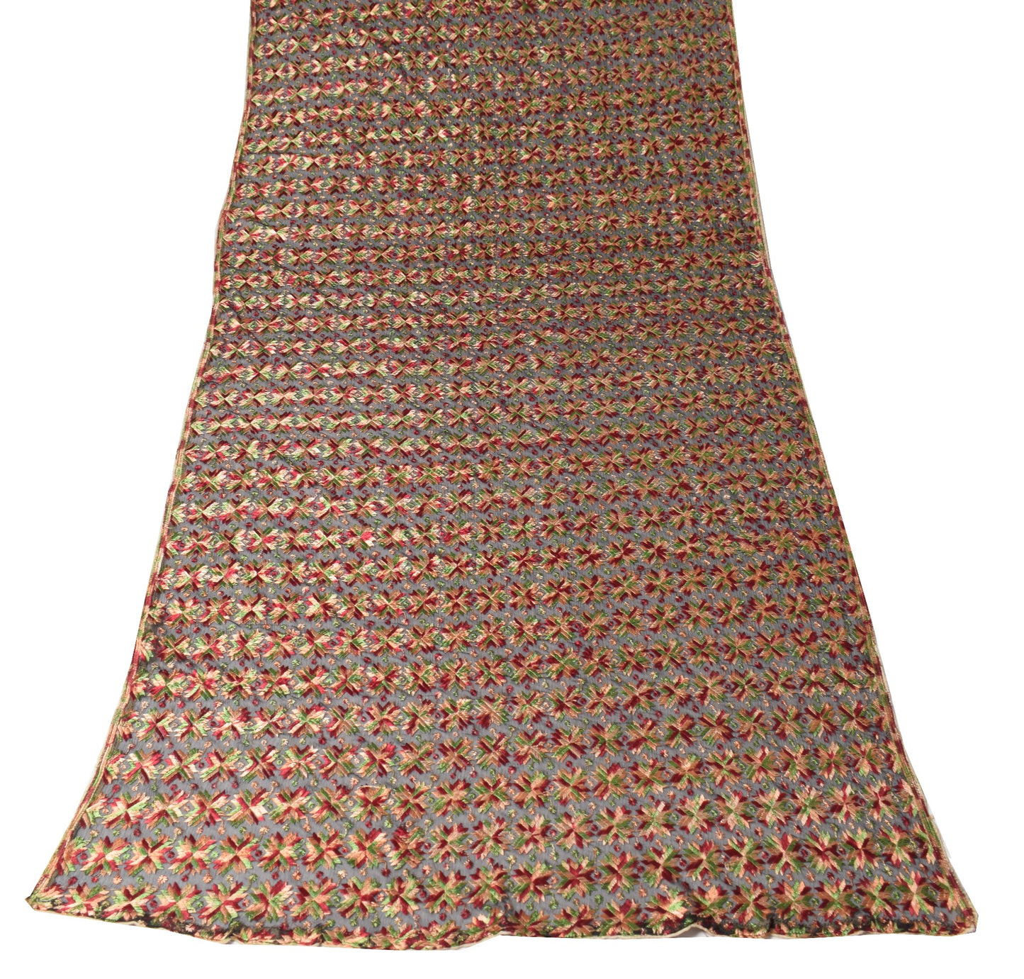 Sushila Vintage Bagh Phulkari Dupatta Art Chiffon Black Embroidered Long Stole