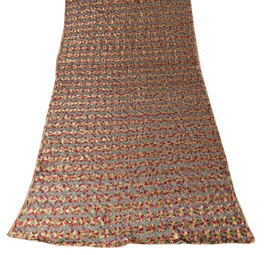 Sushila Vintage Bagh Phulkari Dupatta Art Chiffon Black Embroidered Long Stole