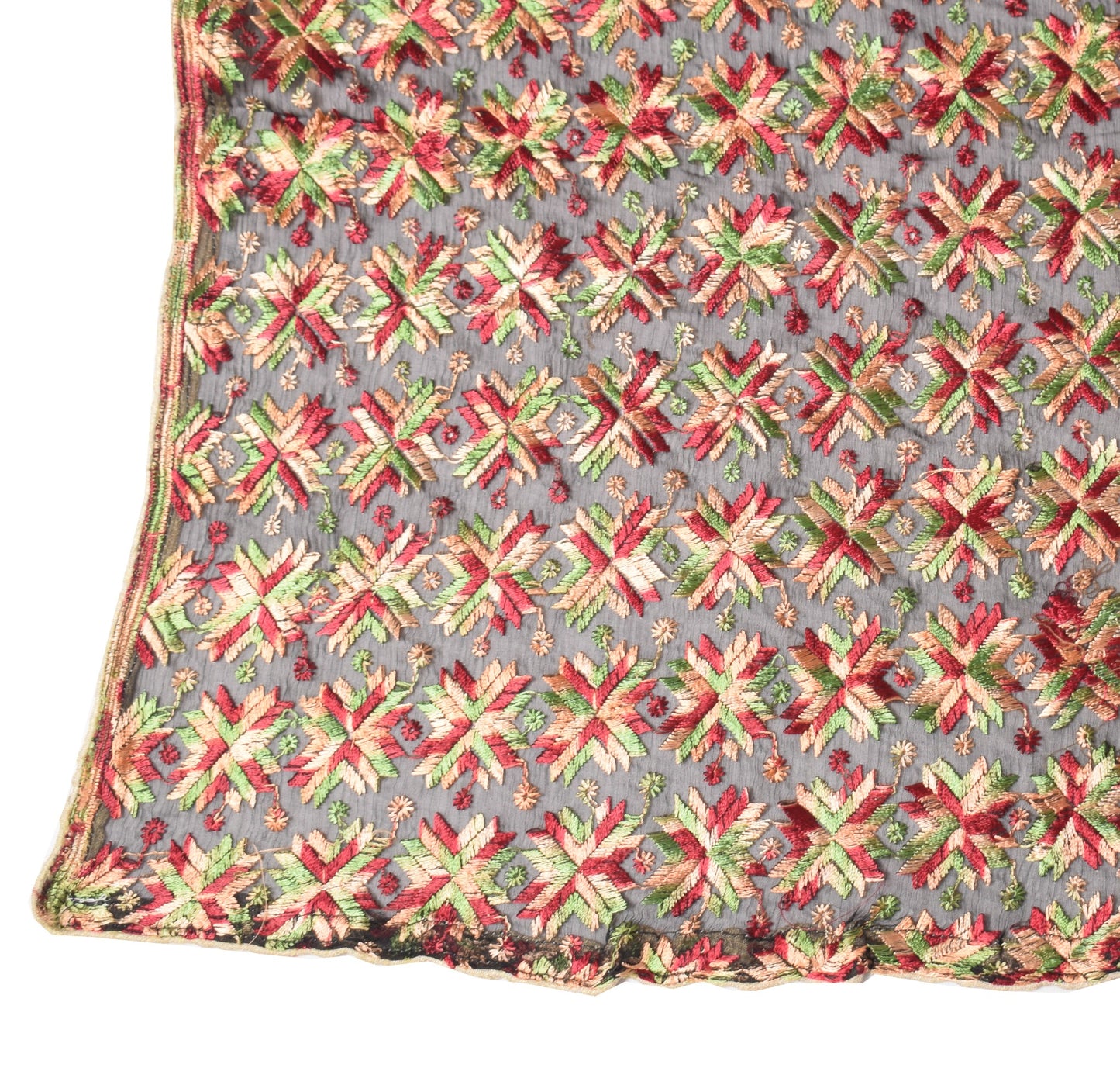 Sushila Vintage Bagh Phulkari Dupatta Art Chiffon Black Embroidered Long Stole