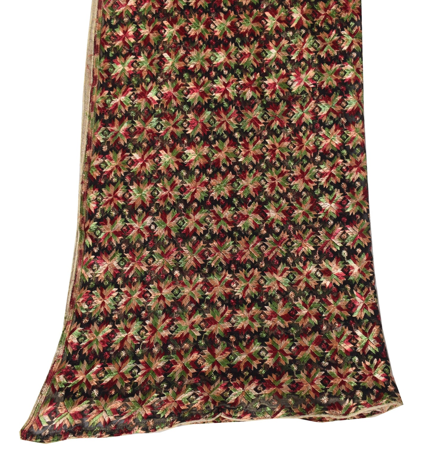 Sushila Vintage Bagh Phulkari Dupatta Art Chiffon Black Embroidered Long Stole