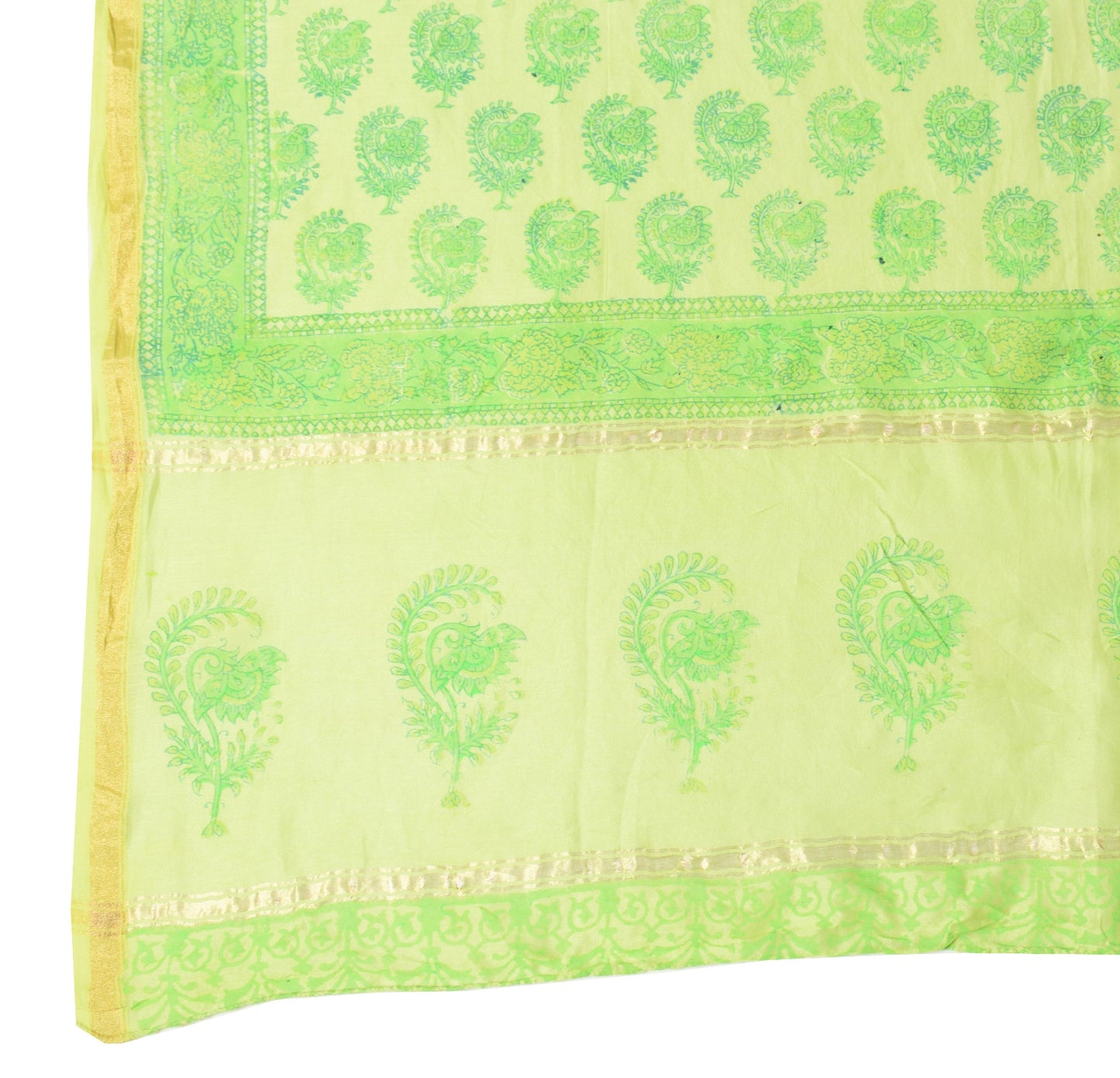Sushila Vintage Hand Block Printed Dupatta Pure Cotton Silk Floral Long Stole