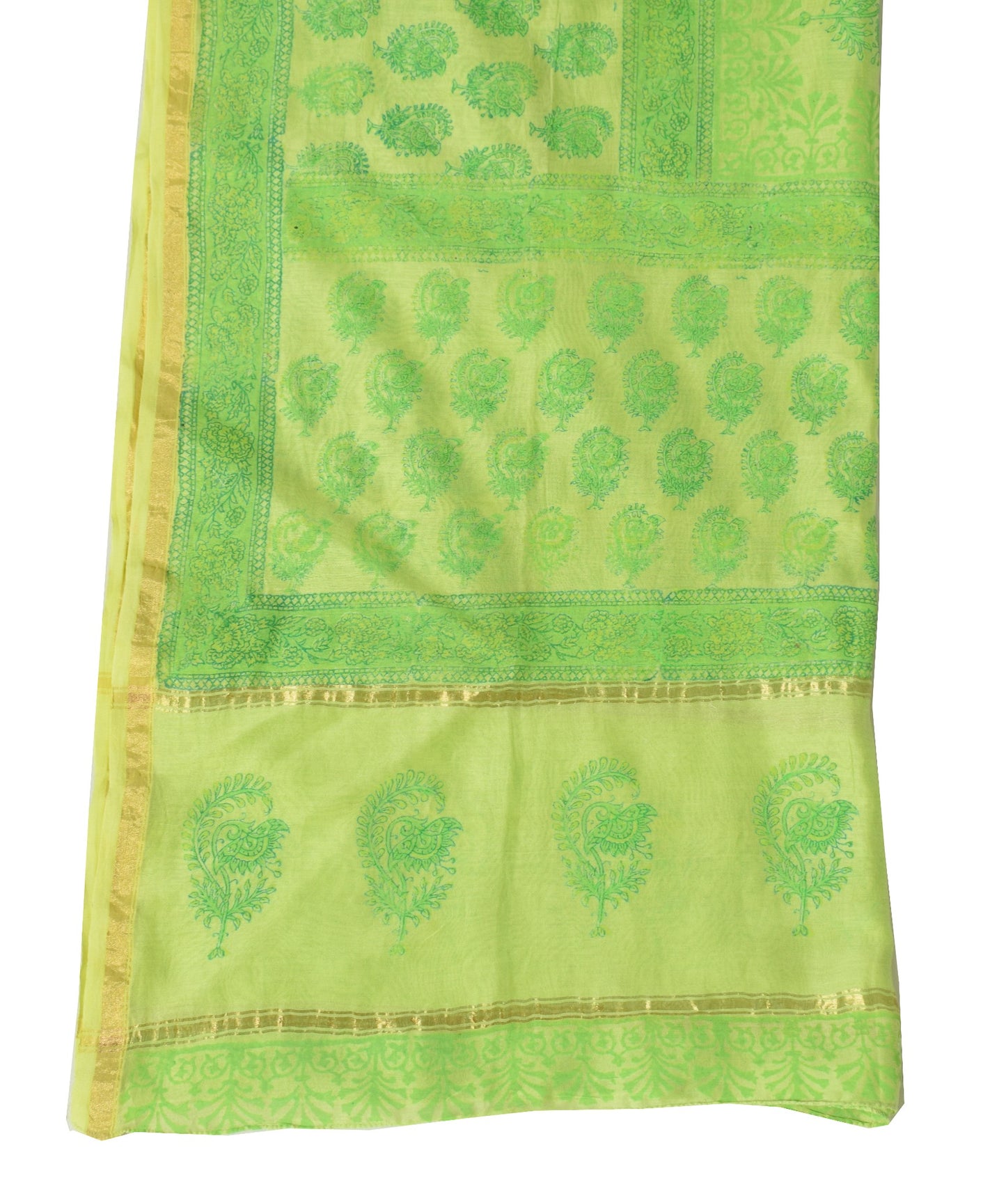 Sushila Vintage Hand Block Printed Dupatta Pure Cotton Silk Floral Long Stole
