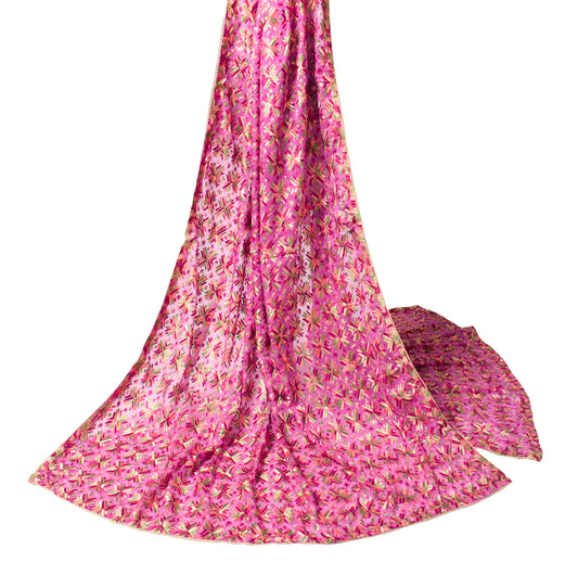 Sushila Vintage Bagh Phulkari Dupatta Art Chiffon Magenta Embroidered Long Stole