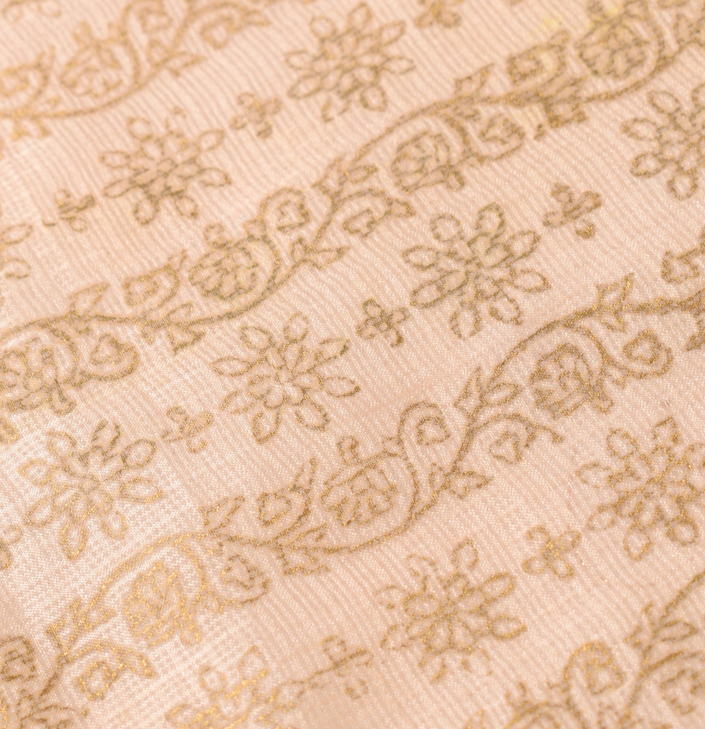Sushila Vintage Floral Peach Dupatta Hand Print Pure Kota Doria Silk Long Stole
