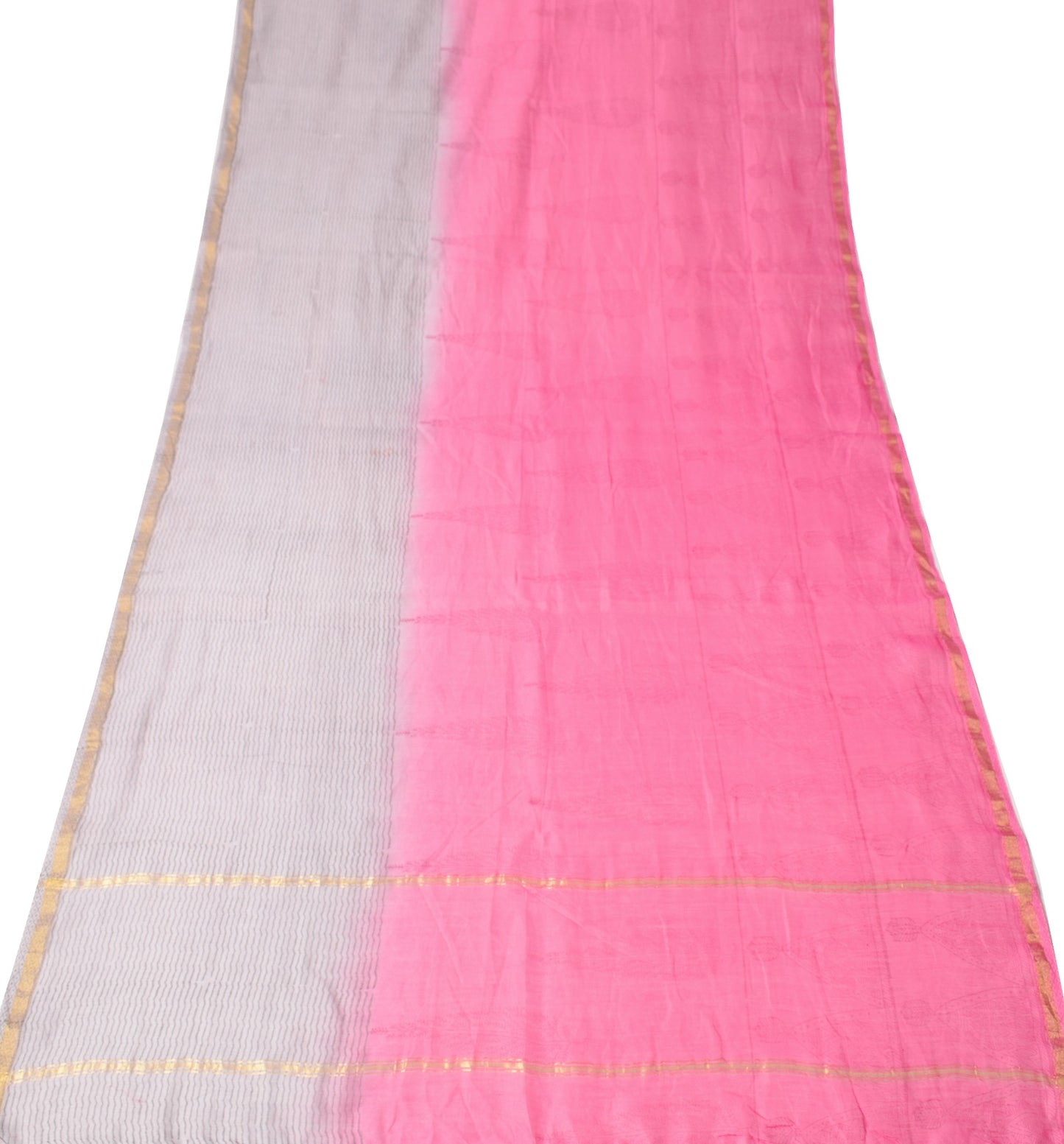 Sushila Vintage Gray Pink Dupatta Pure Cotton Silk Hand Block Printed Long Stole