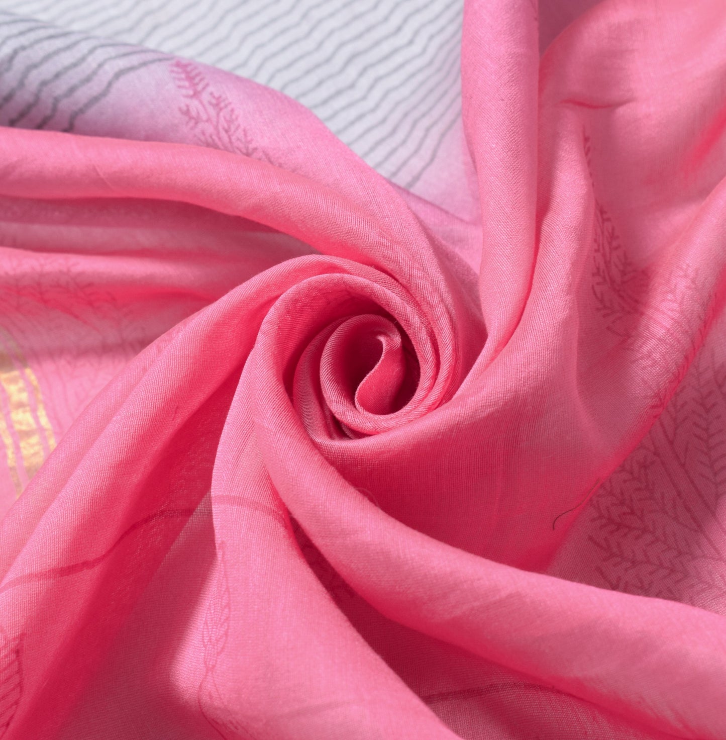 Sushila Vintage Gray Pink Dupatta Pure Cotton Silk Hand Block Printed Long Stole