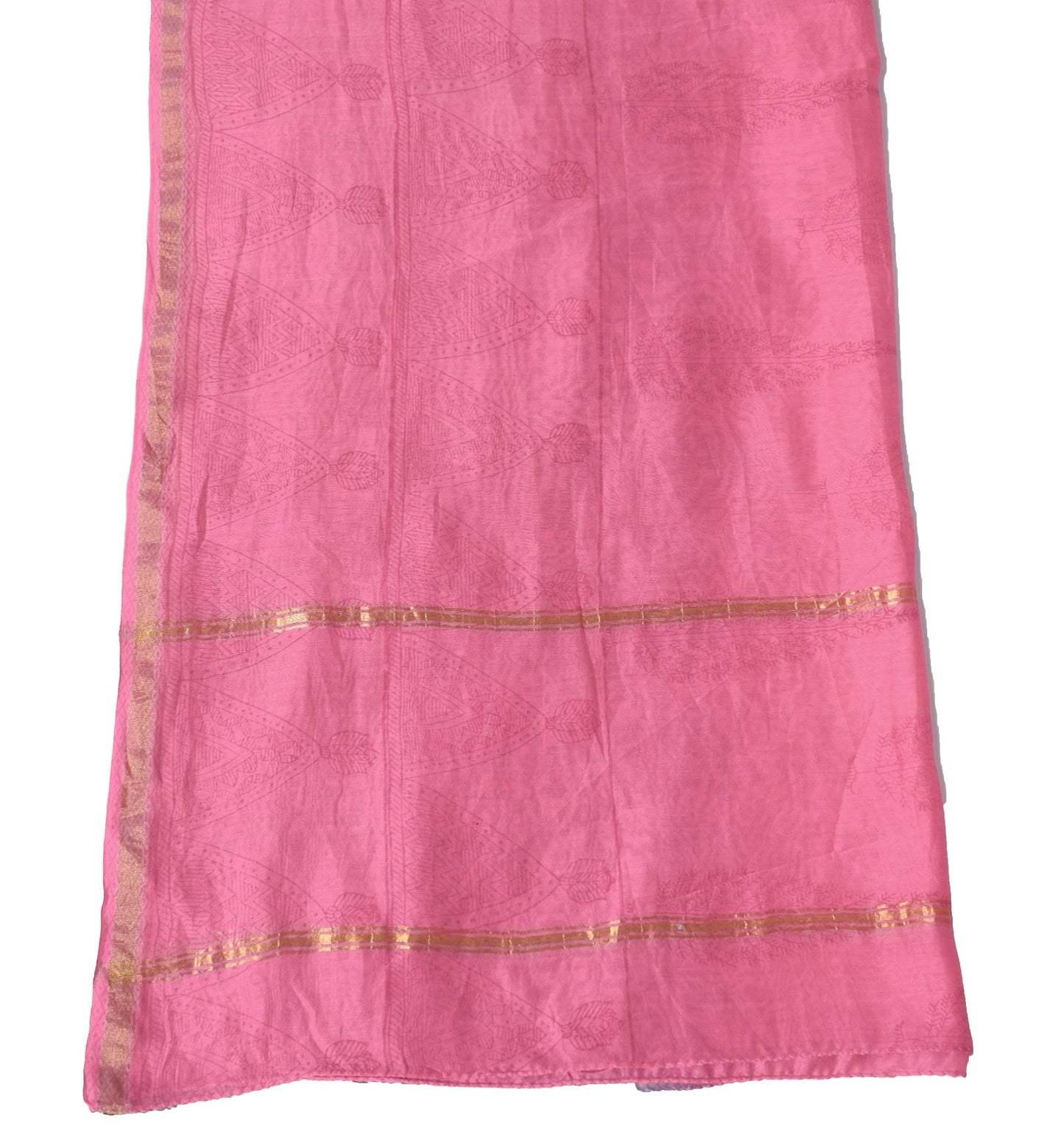 Sushila Vintage Gray Pink Dupatta Pure Cotton Silk Hand Block Printed Long Stole