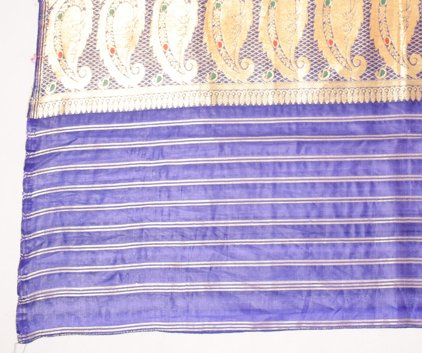 Sushila Vintage Banarasi Brocade Dupatta Art Silk Blue Zari Woven Long Stole