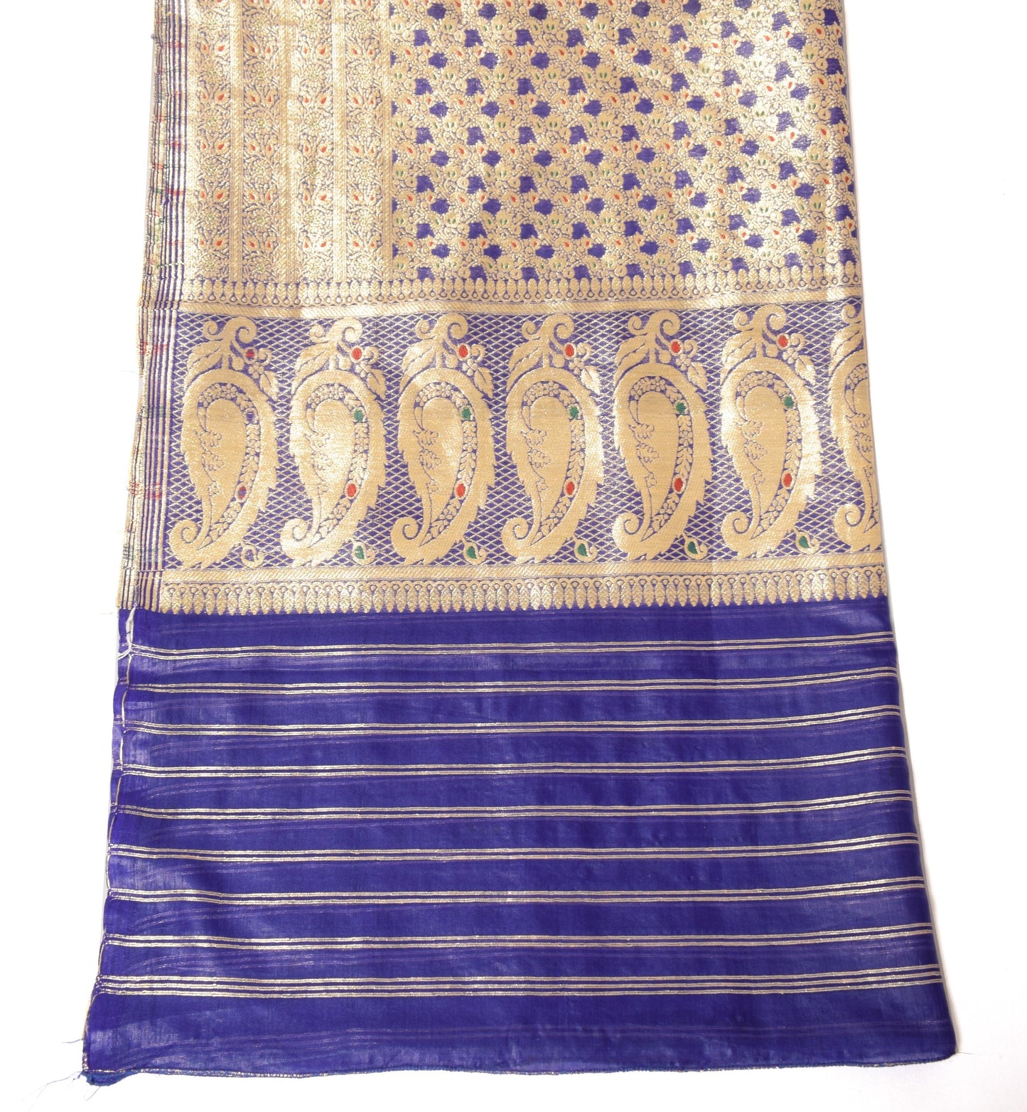 Sushila Vintage Banarasi Brocade Dupatta Art Silk Blue Zari Woven Long Stole