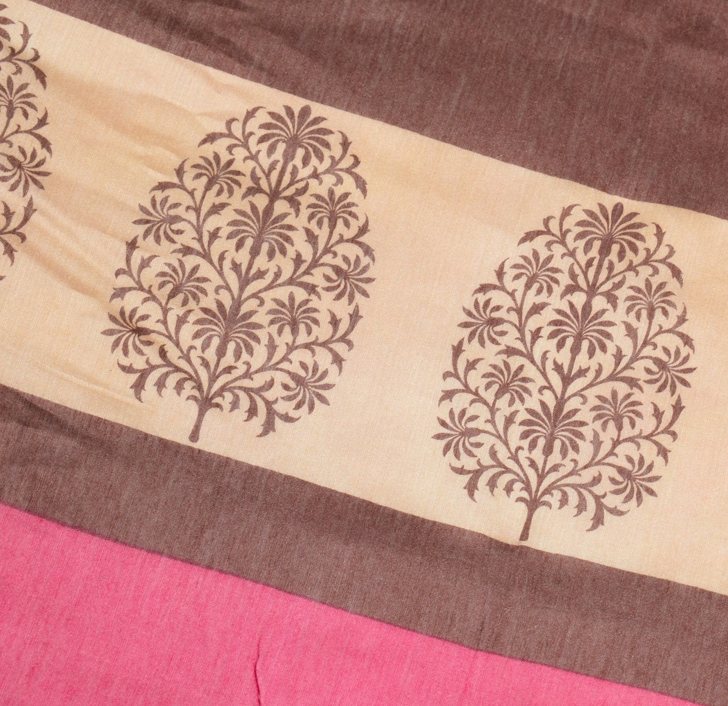 Sushila Vintage Brown Dupatta Pure Cotton Silk Floral Printed Soft Long Stole