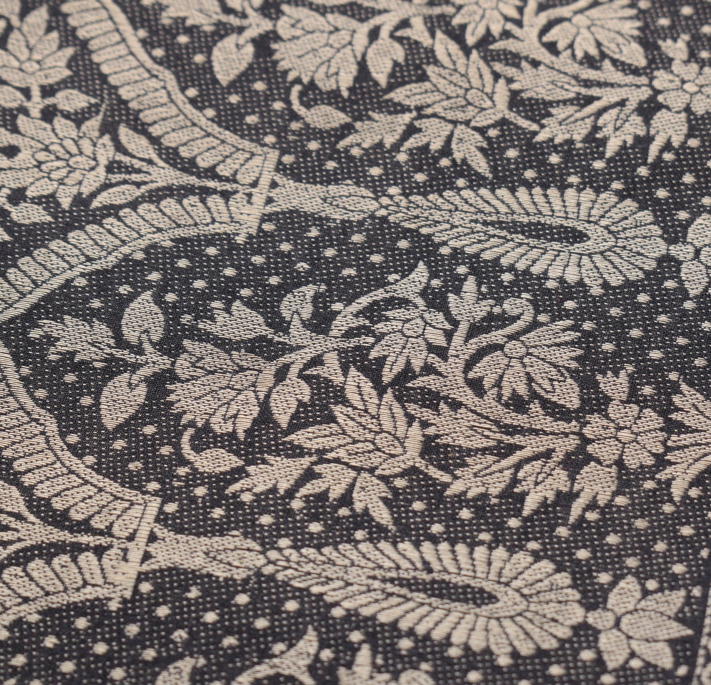 Sushila Vintage Black Dupatta Art Cotton Floral Woven Floral Long Stole Hijab