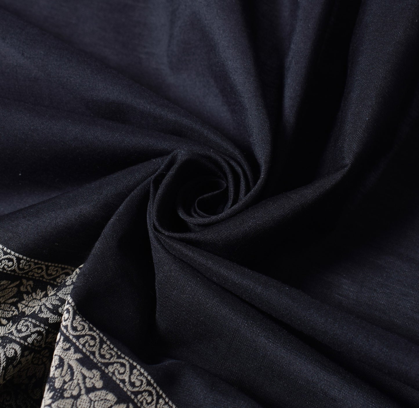 Sushila Vintage Black Dupatta Art Cotton Floral Woven Floral Long Stole Hijab