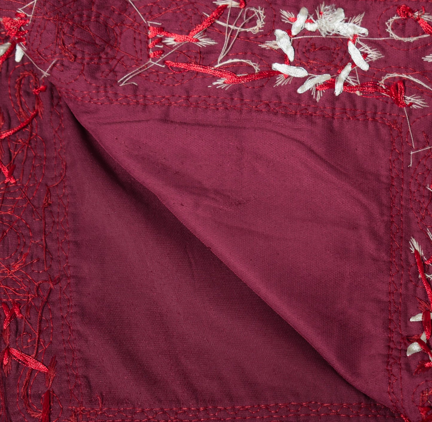 Sushila Vintage Maroon Velvet Heavy Dupatta Beads Embellish Handmade Long Stole