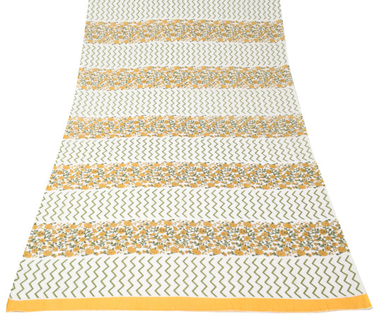 Sushila Vintage White Dupatta Pure Cotton Printed Zig-Zag & Floral Long Stole